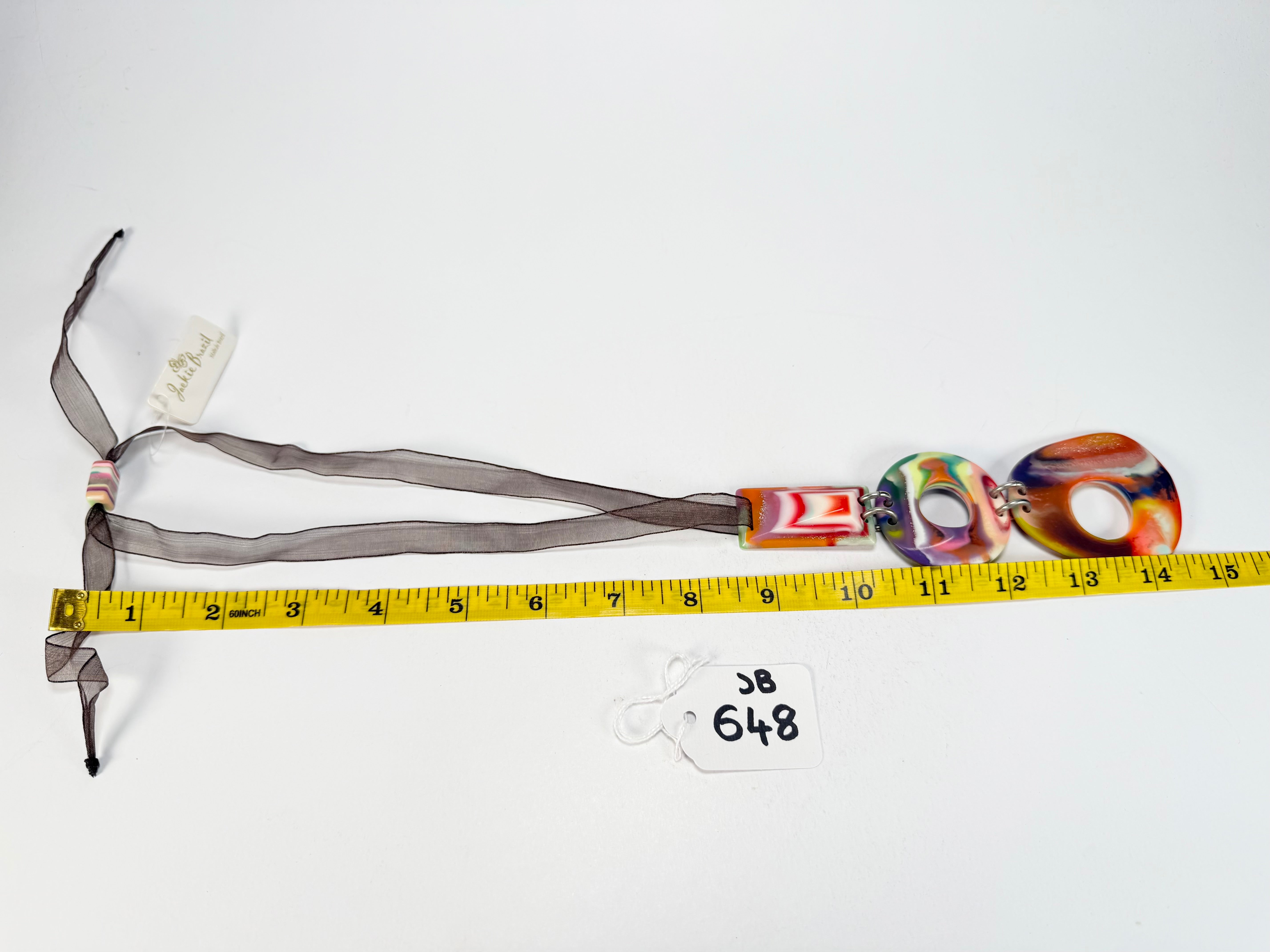 Jackie Brazil "Luzia" Kandinsky Tropicalia Resin Necklace on Silk Cord ( N2357 )