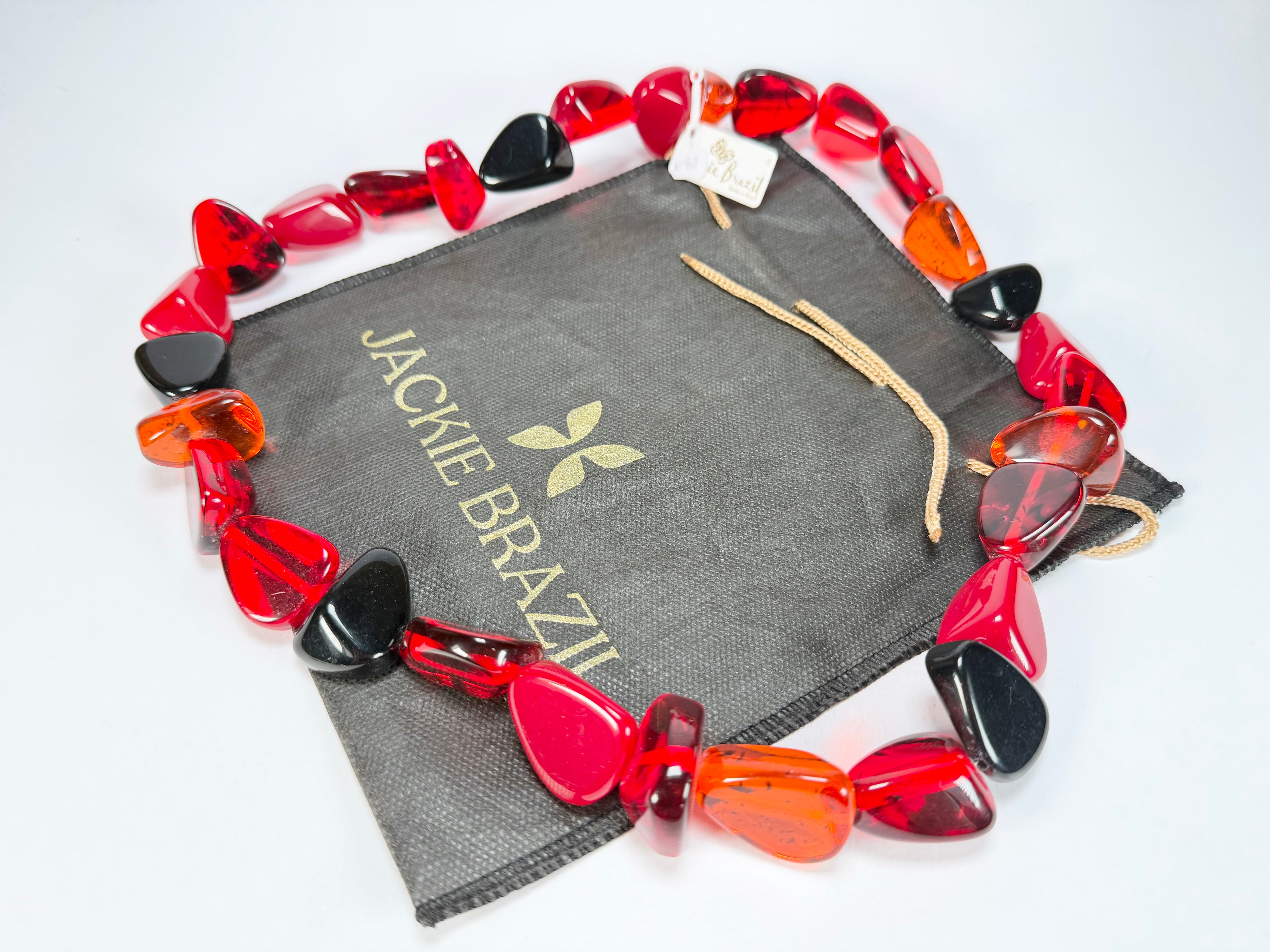 Jackie Brazil "Diamonds" Passion Mix Flintstone Bone 80cm Necklace ( N0080 )