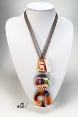 Jackie Brazil "Luzia" Kandinsky Tropicalia Resin Necklace on Silk Cord ( N2357 )