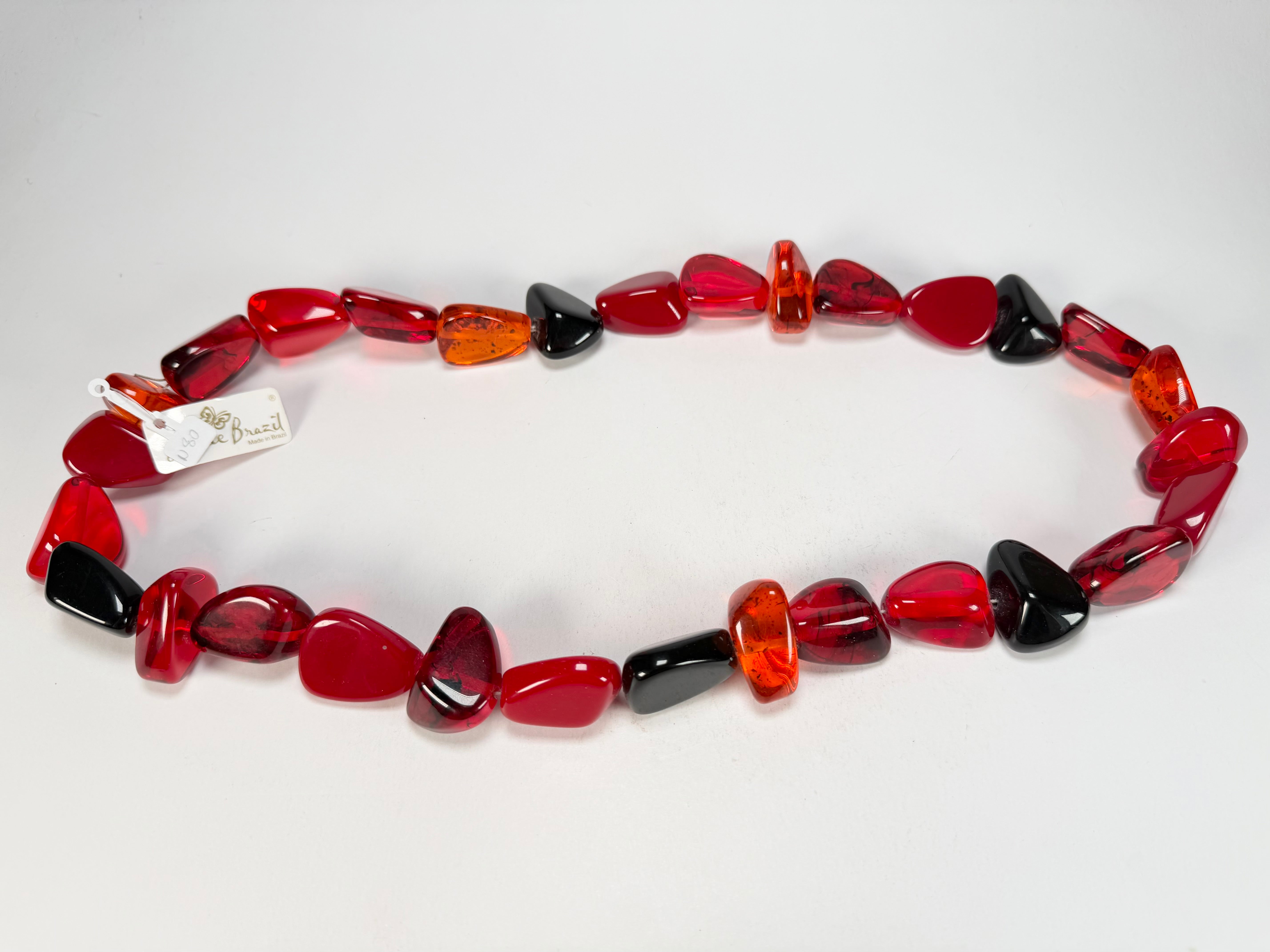 Jackie Brazil "Diamonds" Passion Mix Flintstone Bone 80cm Necklace ( N0080 )