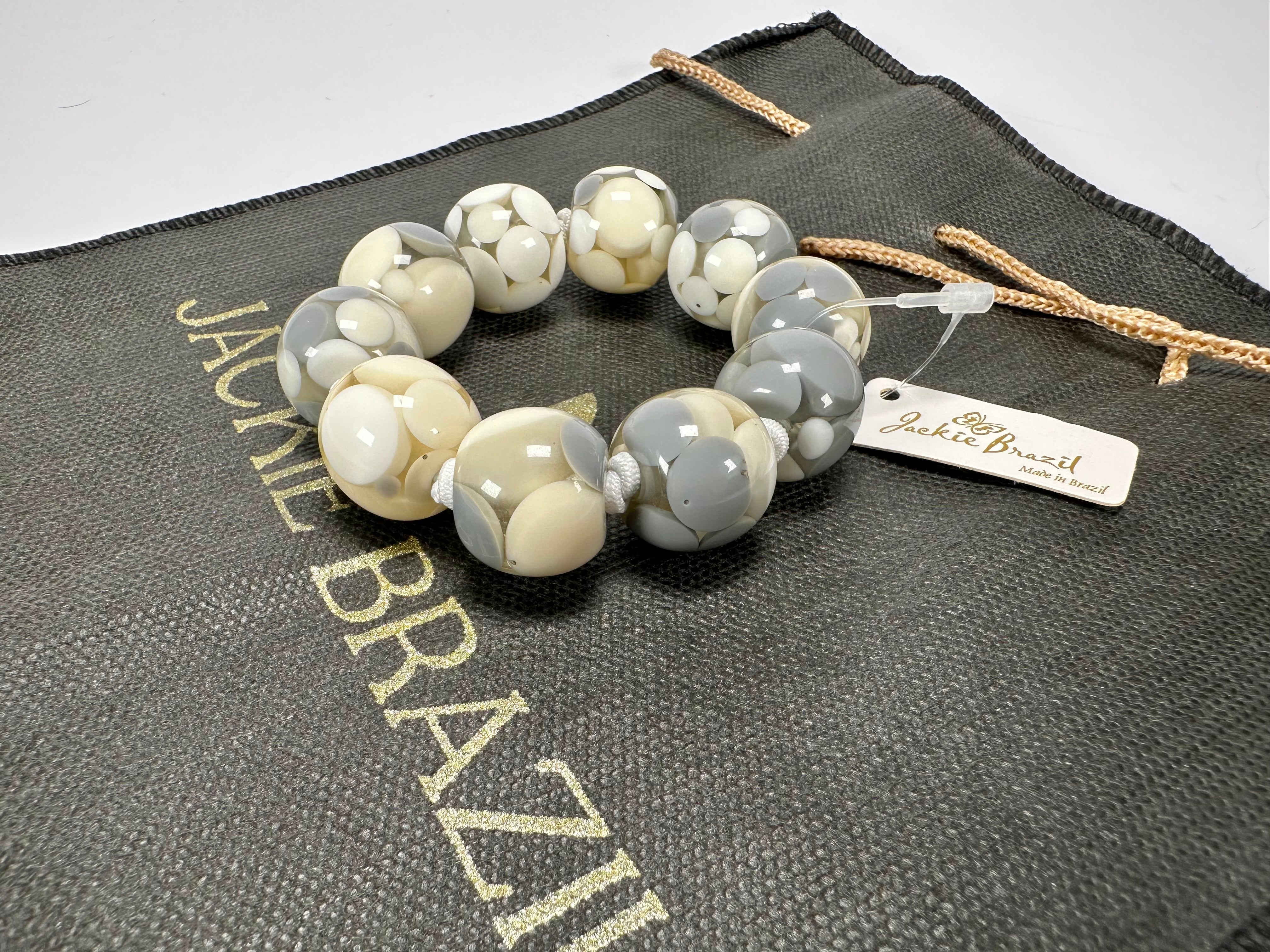 Jackie Brazil "Spots" Spotted Balls On Elastic Resin  Bracelet ( B1470 )