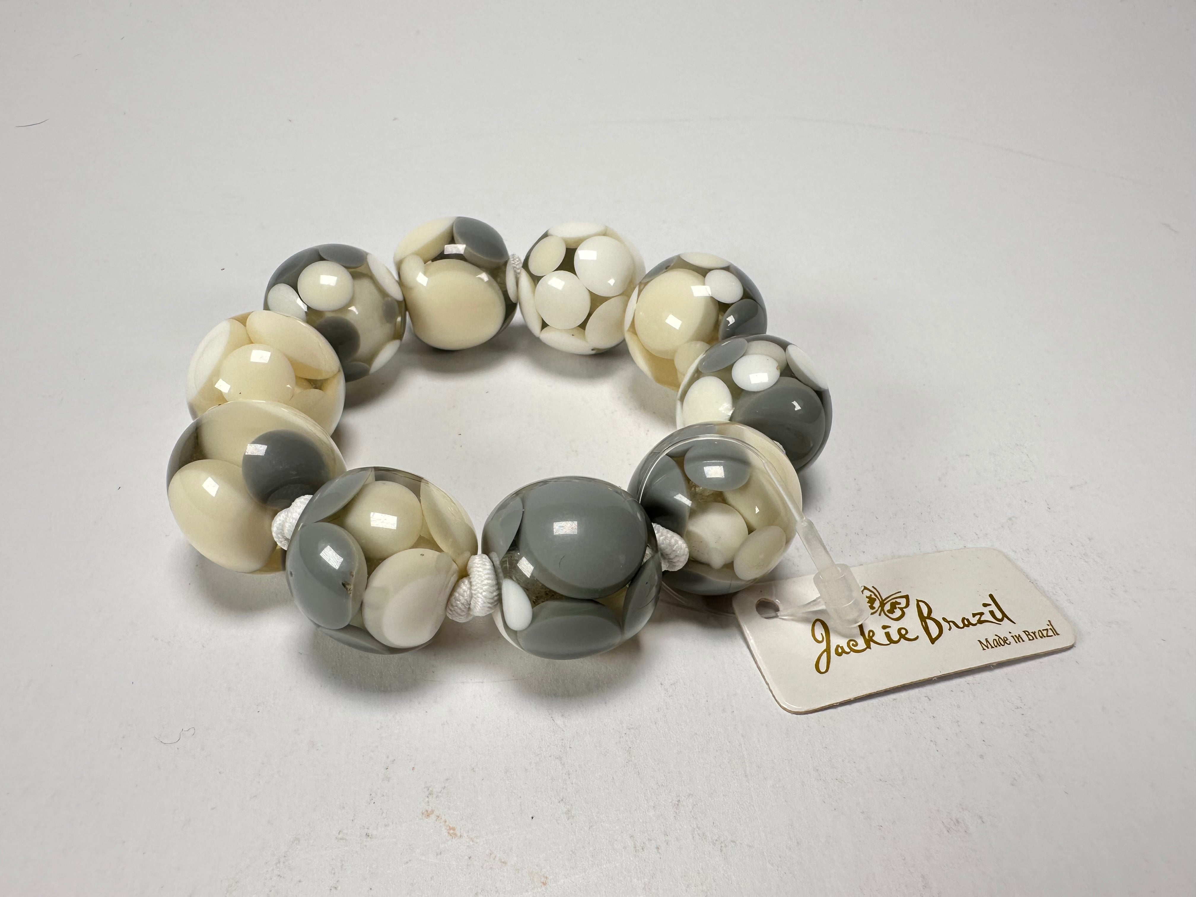Jackie Brazil "Spots" Spotted Balls On Elastic Resin  Bracelet ( B1470 )