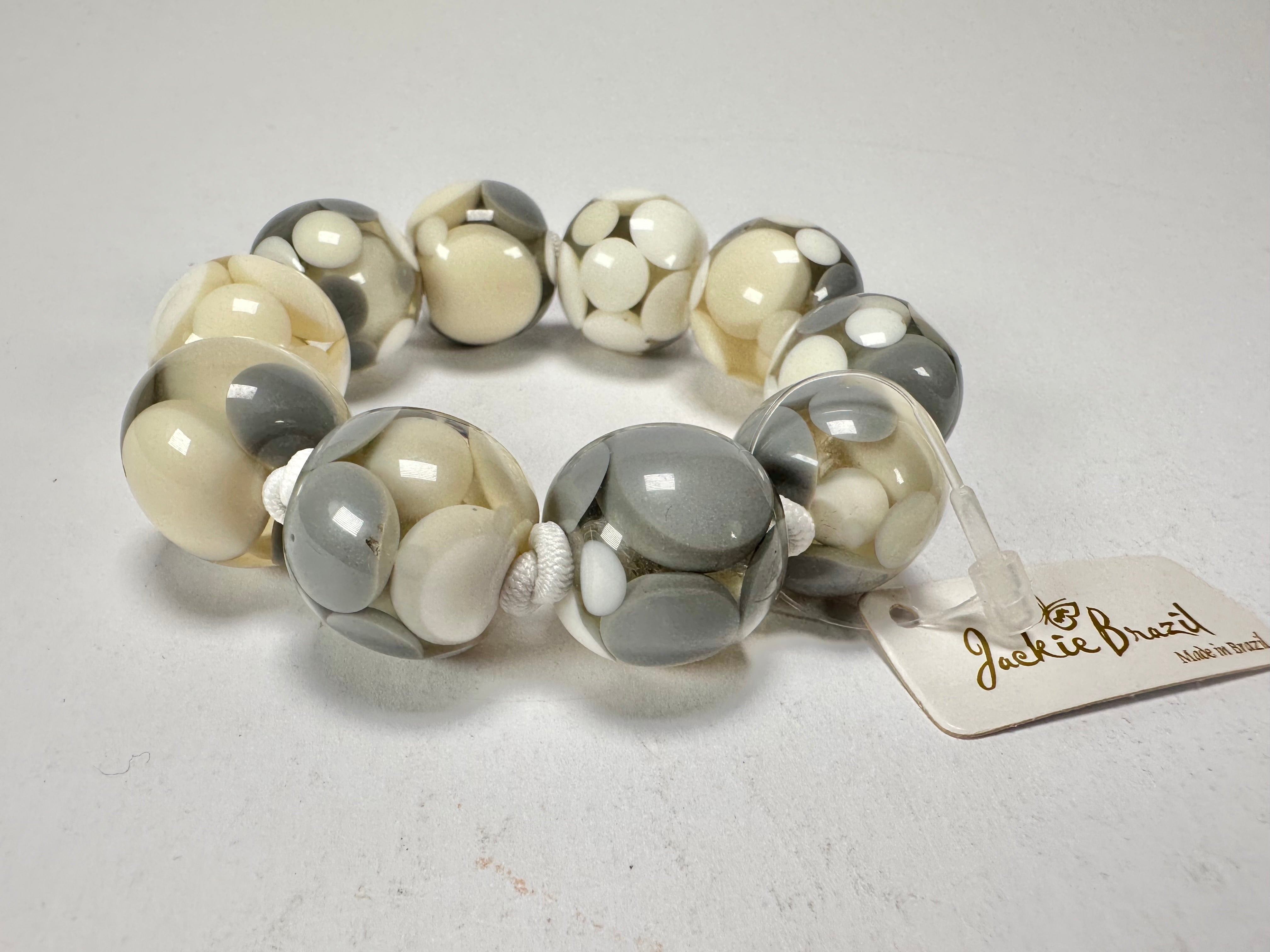 Jackie Brazil "Spots" Spotted Balls On Elastic Resin  Bracelet ( B1470 )