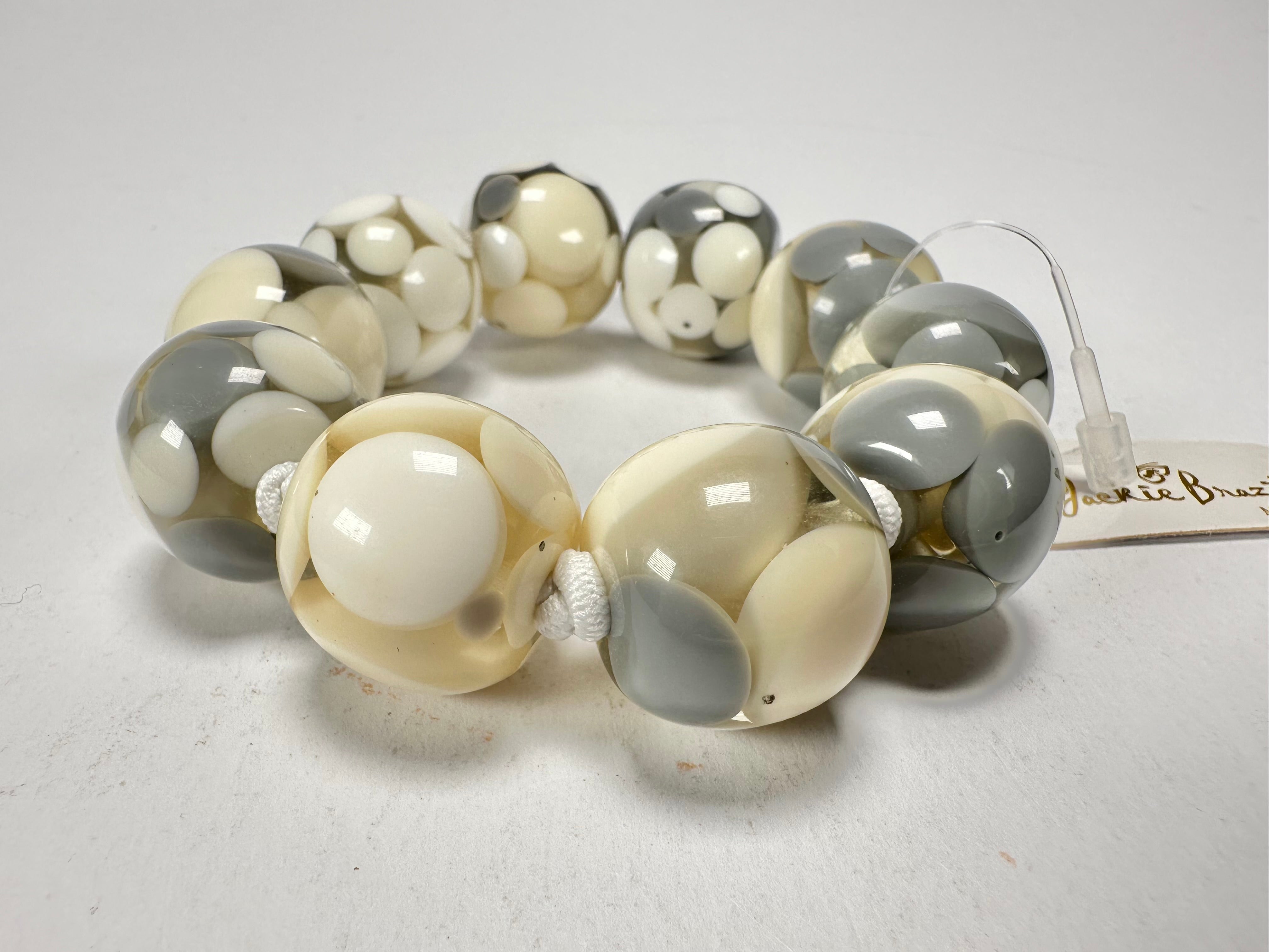 Jackie Brazil "Spots" Spotted Balls On Elastic Resin  Bracelet ( B1470 )