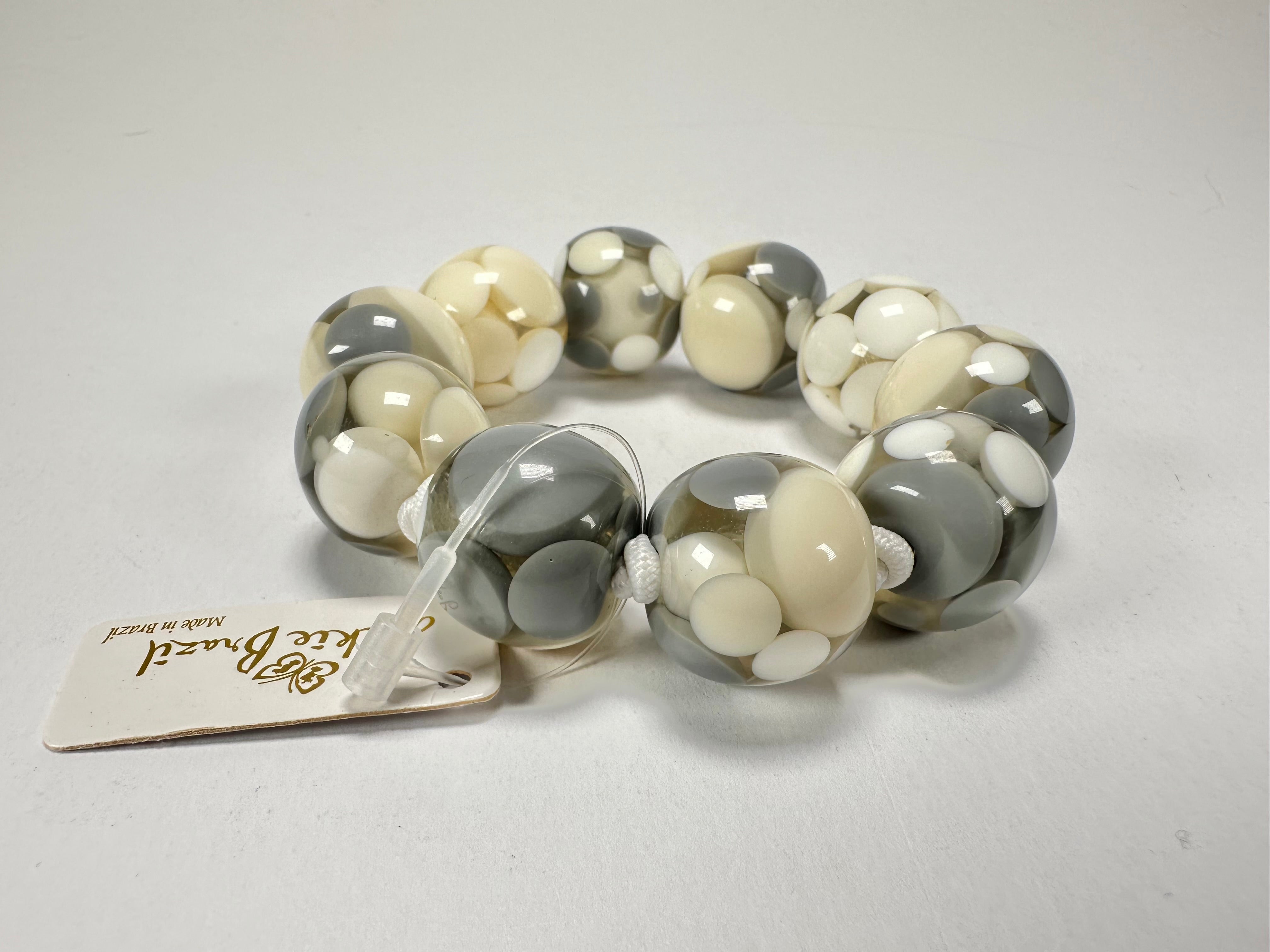 Jackie Brazil "Spots" Spotted Balls On Elastic Resin  Bracelet ( B1470 )