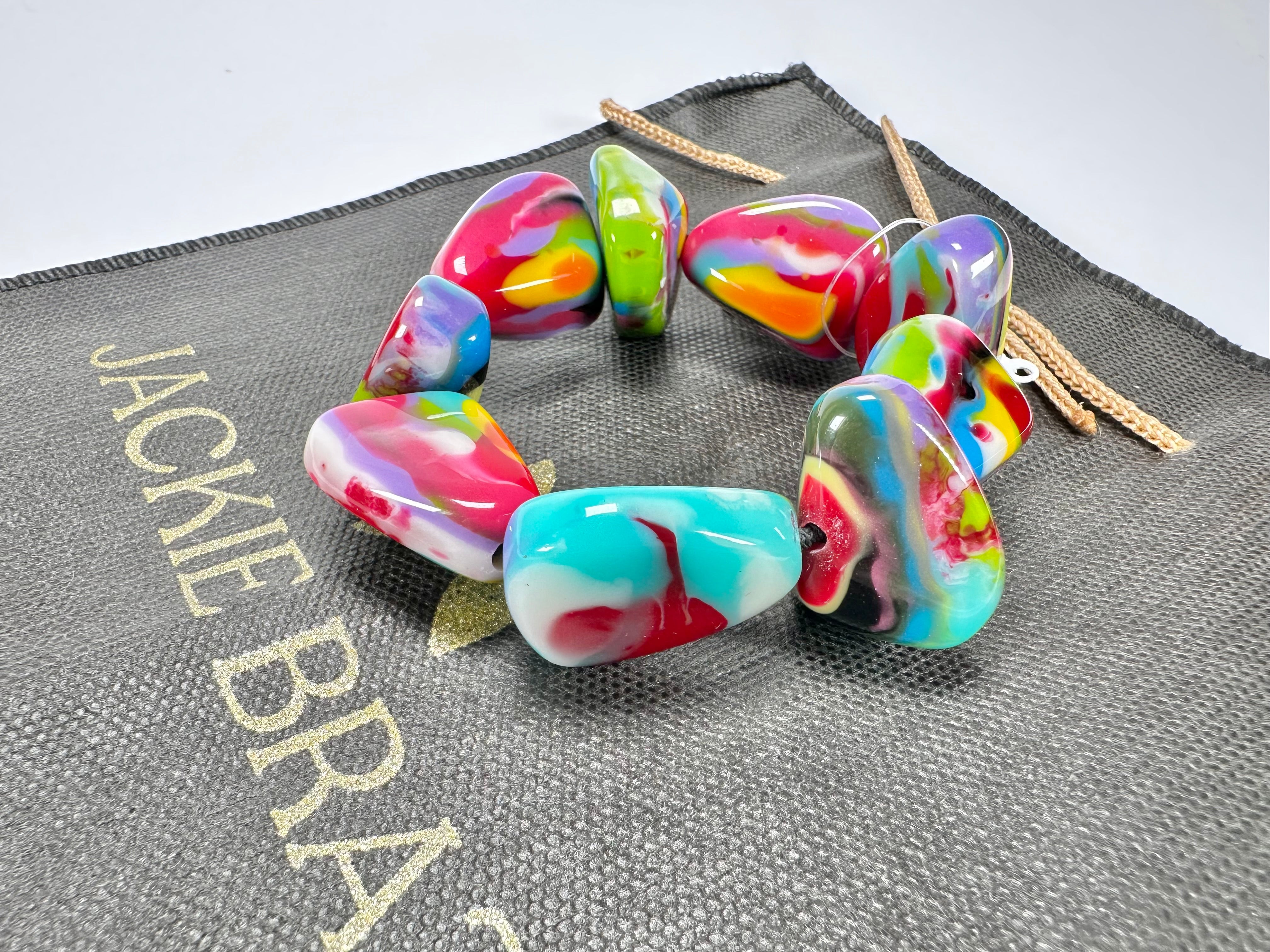 Jackie Brazil "Diamonds" Kandinsky Flintstone Bone Bracelet ( B0211 )