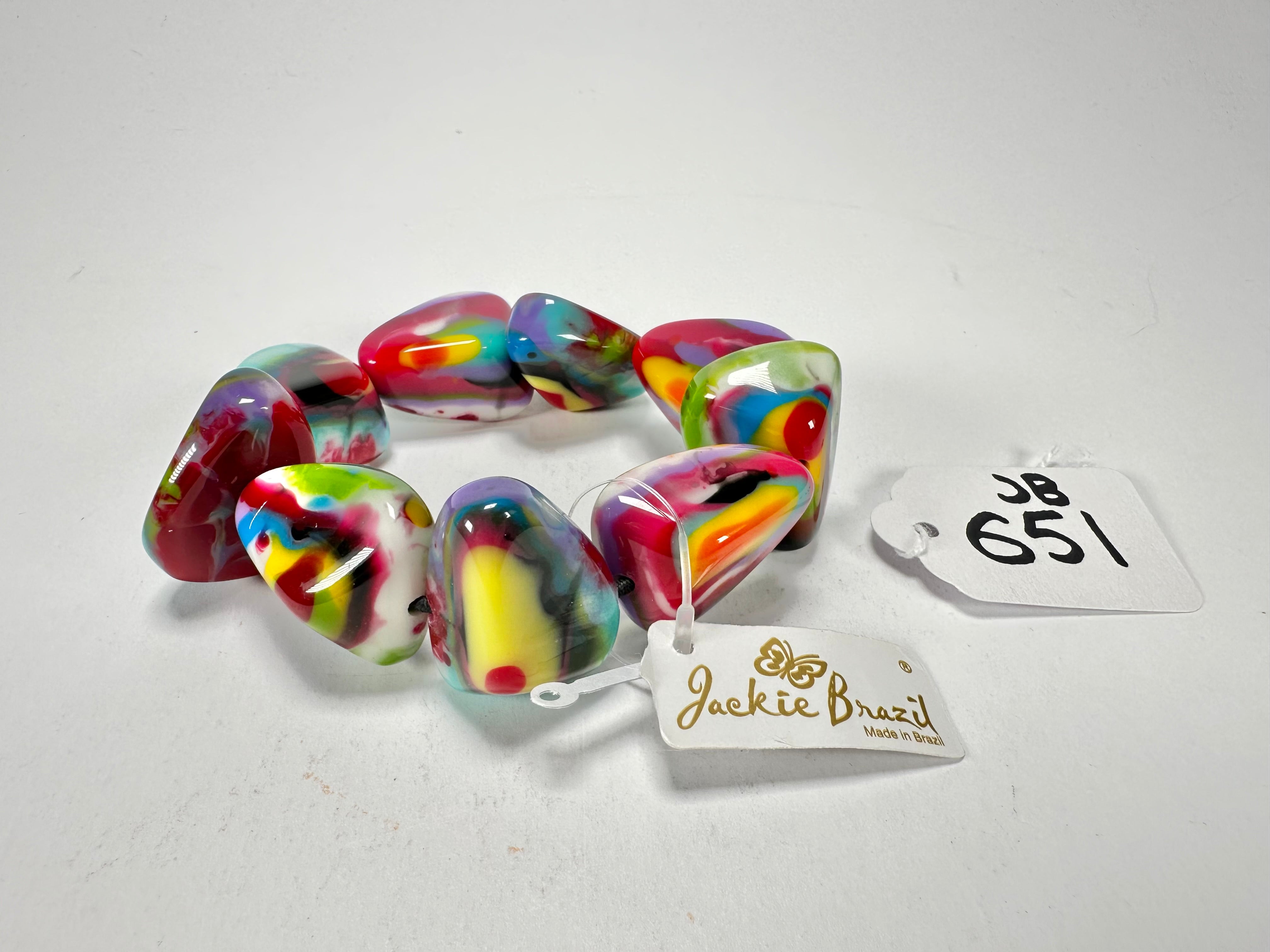 Jackie Brazil "Diamonds" Kandinsky Flintstone Bone Bracelet ( B0211 )