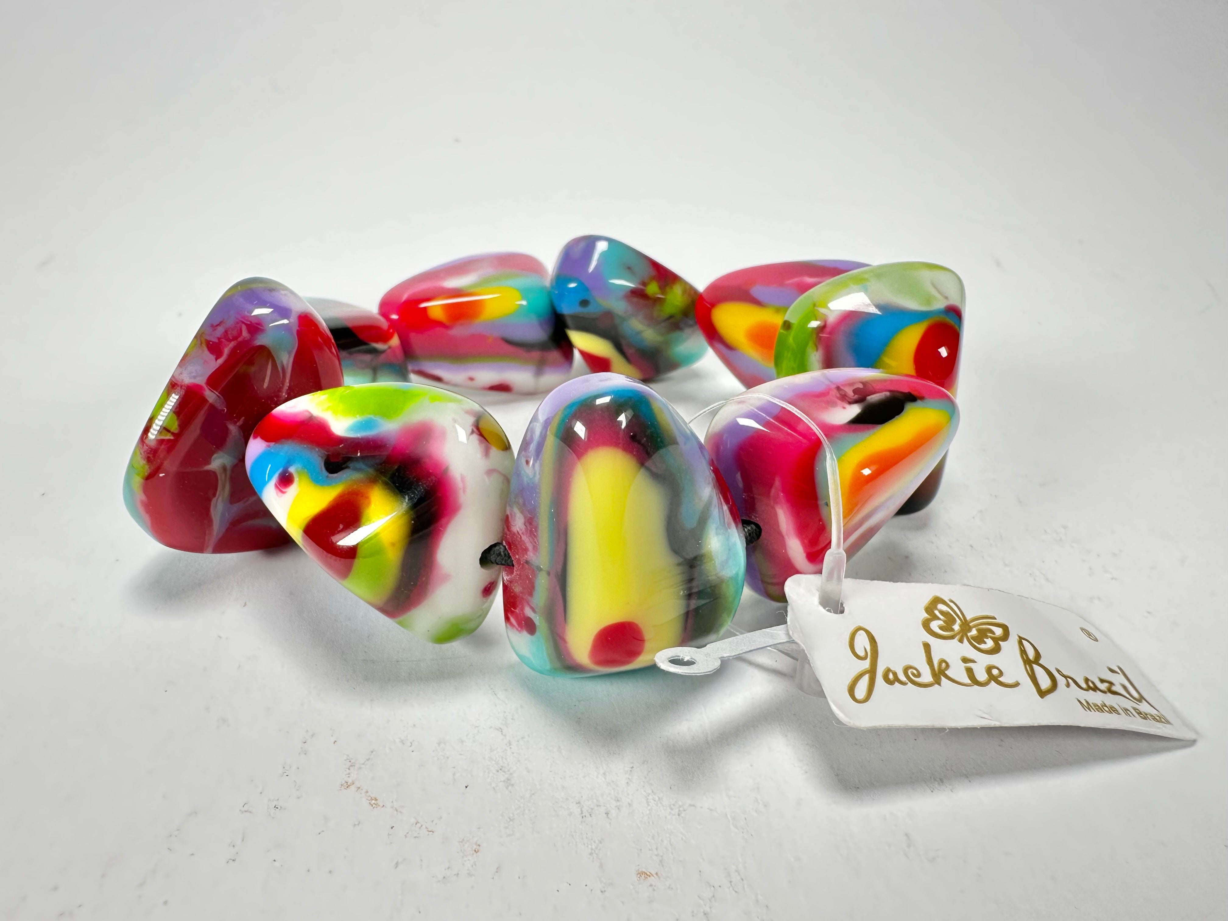 Jackie Brazil "Diamonds" Kandinsky Flintstone Bone Bracelet ( B0211 )