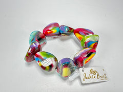 Jackie Brazil "Diamonds" Kandinsky Flintstone Bone Bracelet ( B0211 )