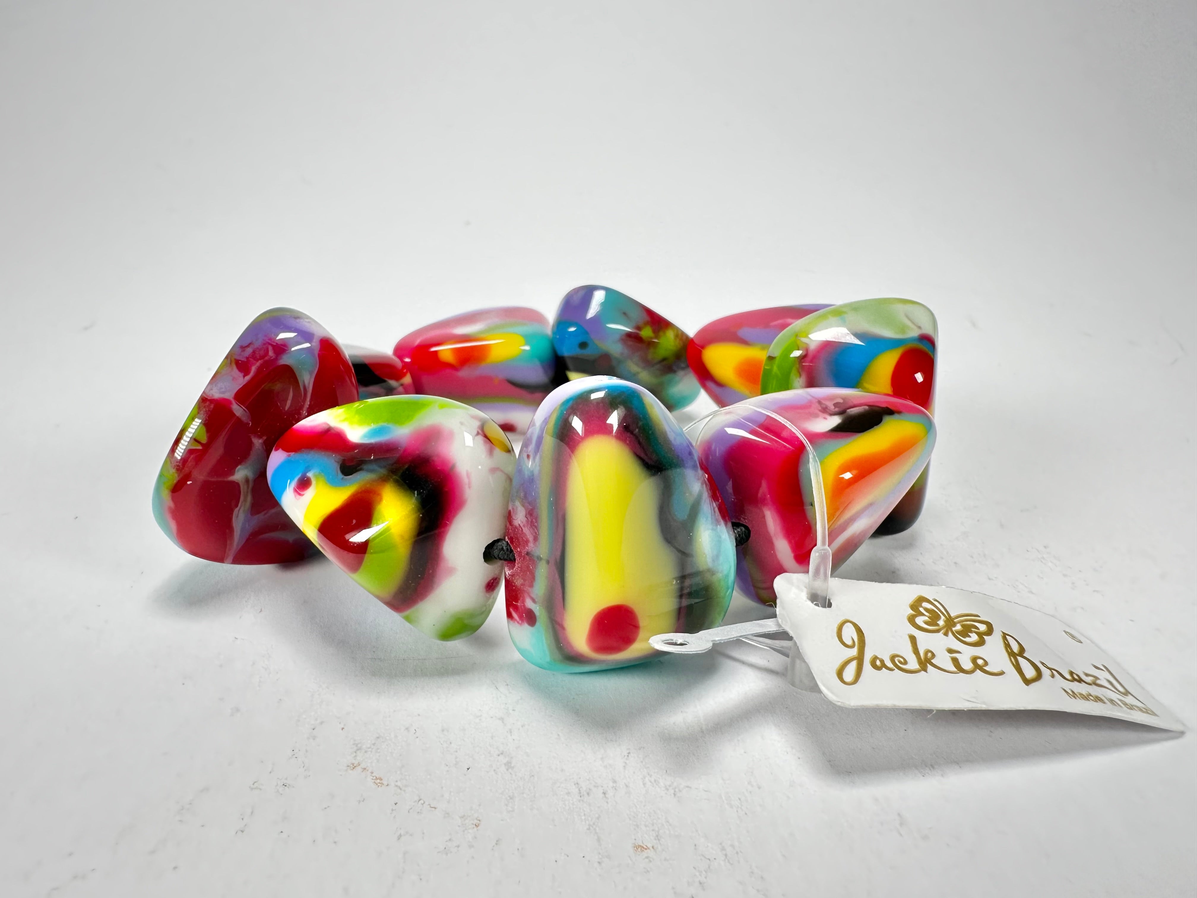 Jackie Brazil "Diamonds" Kandinsky Flintstone Bone Bracelet ( B0211 )