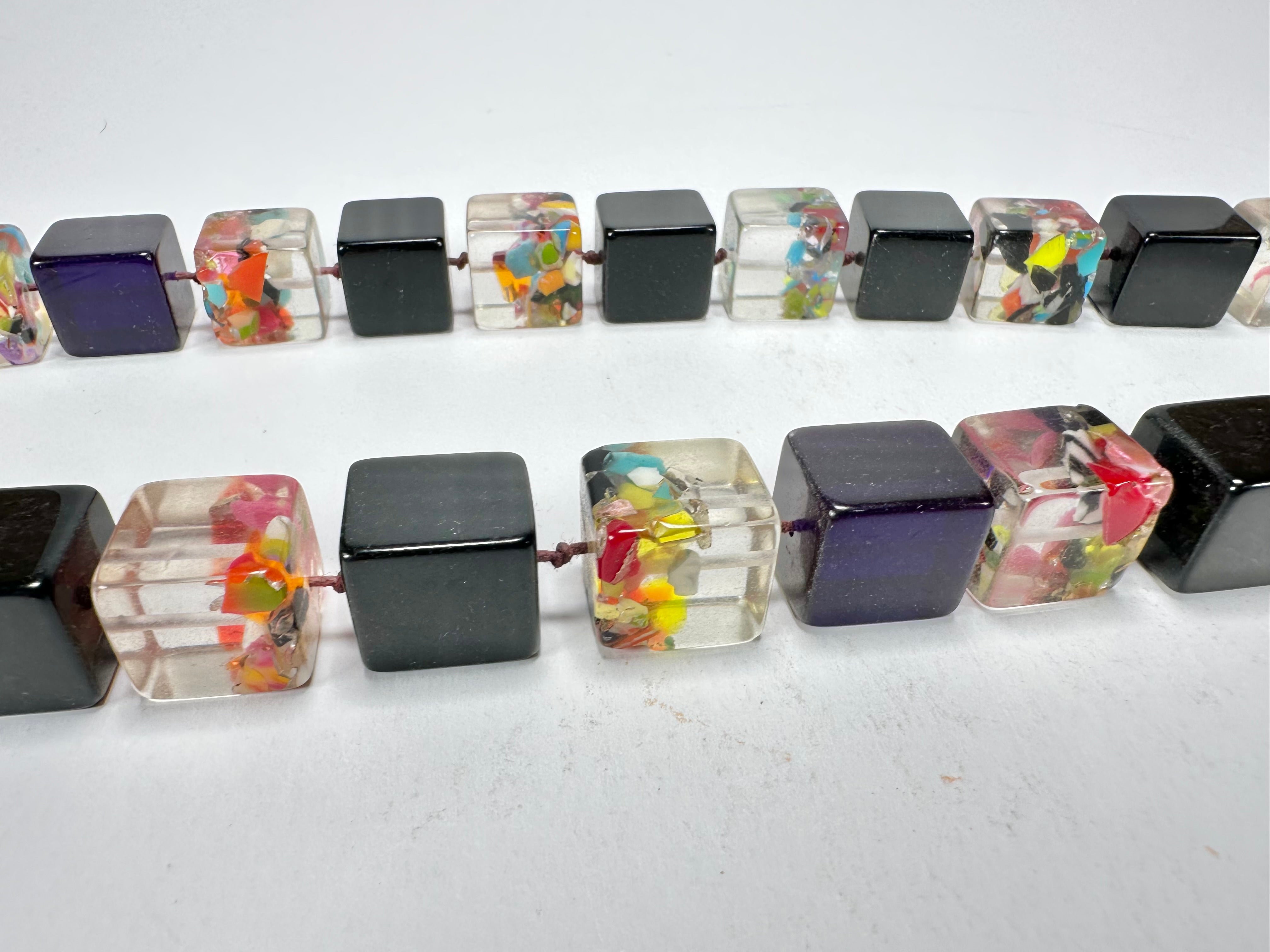 Jackie Brazil "POP" Black & Cascade Liquorice Small Cubes 65cm Necklace ( N0046 )