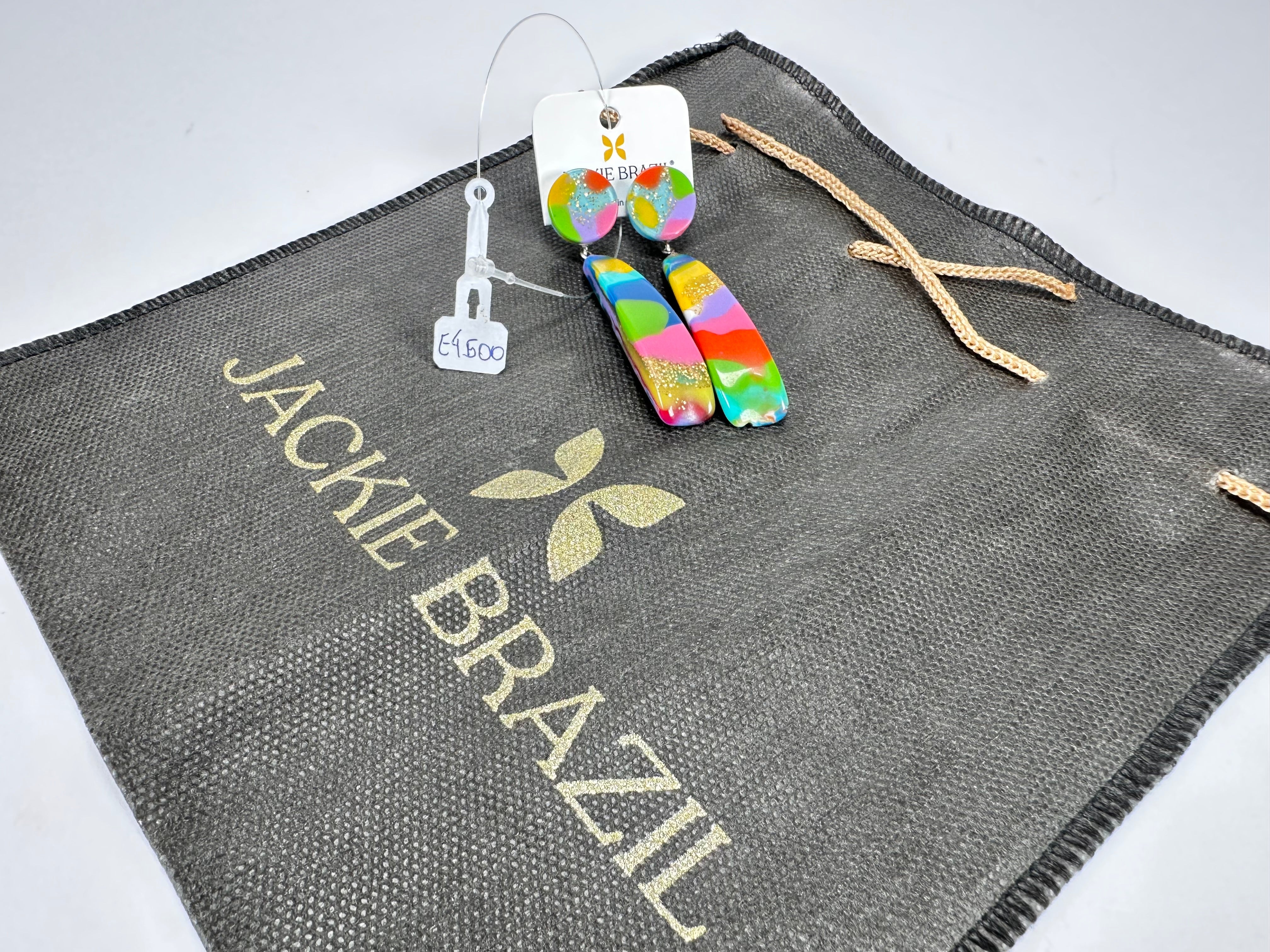 Jackie Brazil "Mel" Kandinsky Stud & Leaf On Pin Resin Earrings ( E4500 )