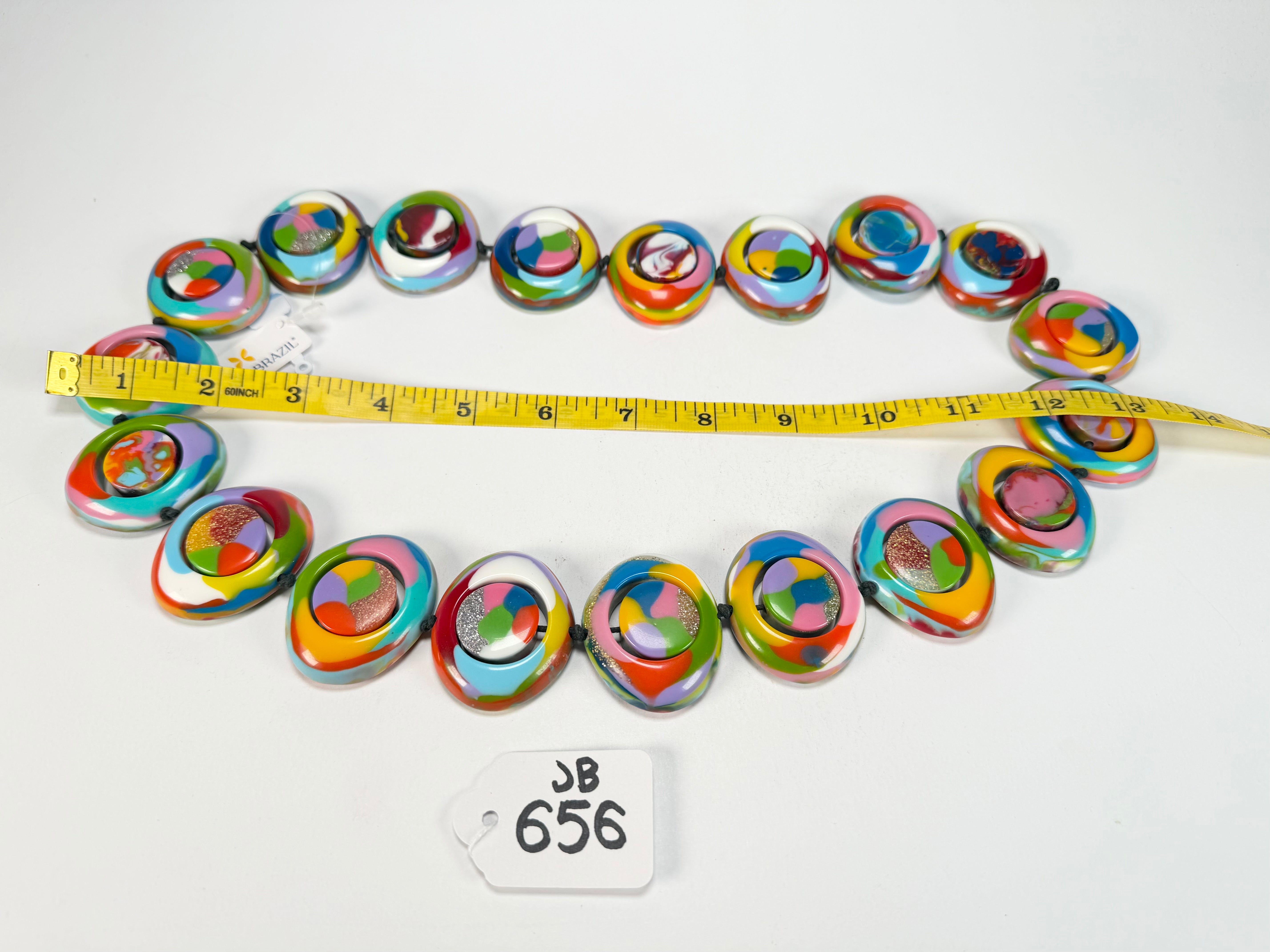 Jackie Brazil "Saturn" Kandinsky Disc & Cylinder Long 75cm Necklace ( N0065 )