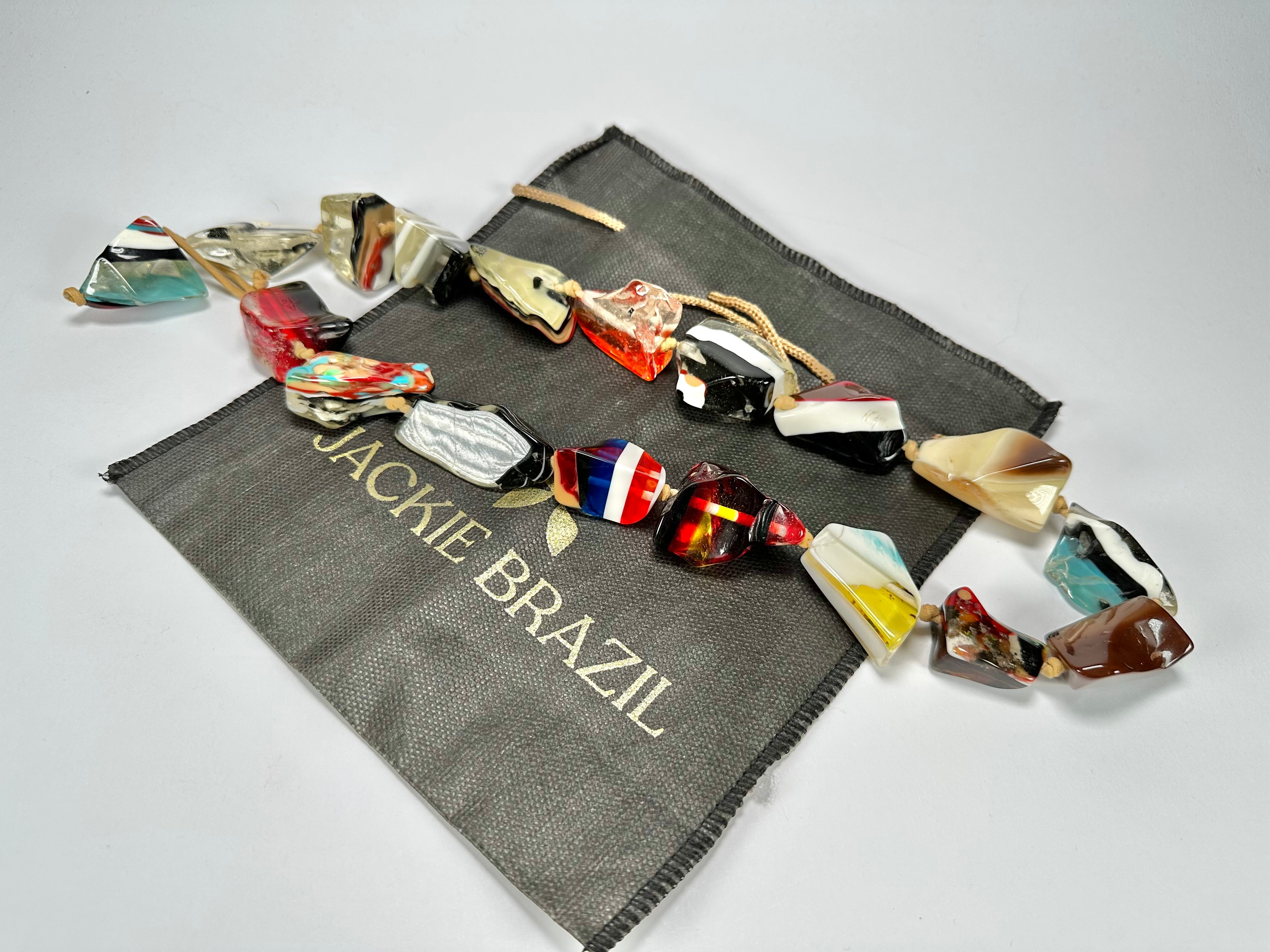 Jackie Brazil "Nature" Large Stones Mix Colours 75cm Necklace ( N0378 )