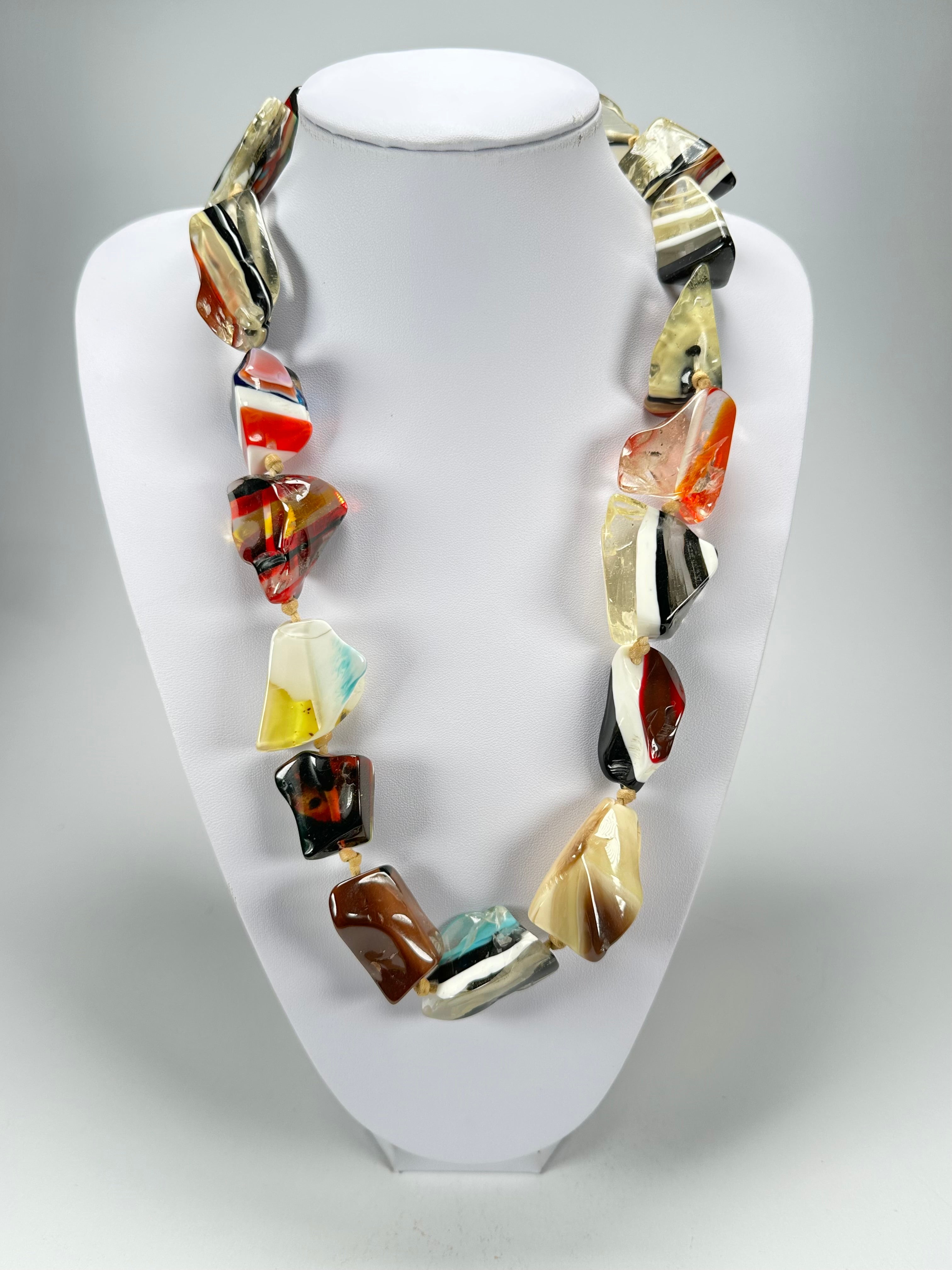 Jackie Brazil "Nature" Large Stones Mix Colours 75cm Necklace ( N0378 )