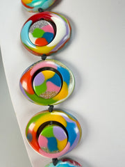 Jackie Brazil "Saturn" Kandinsky Disc & Cylinder Long 75cm Necklace ( N0065 )