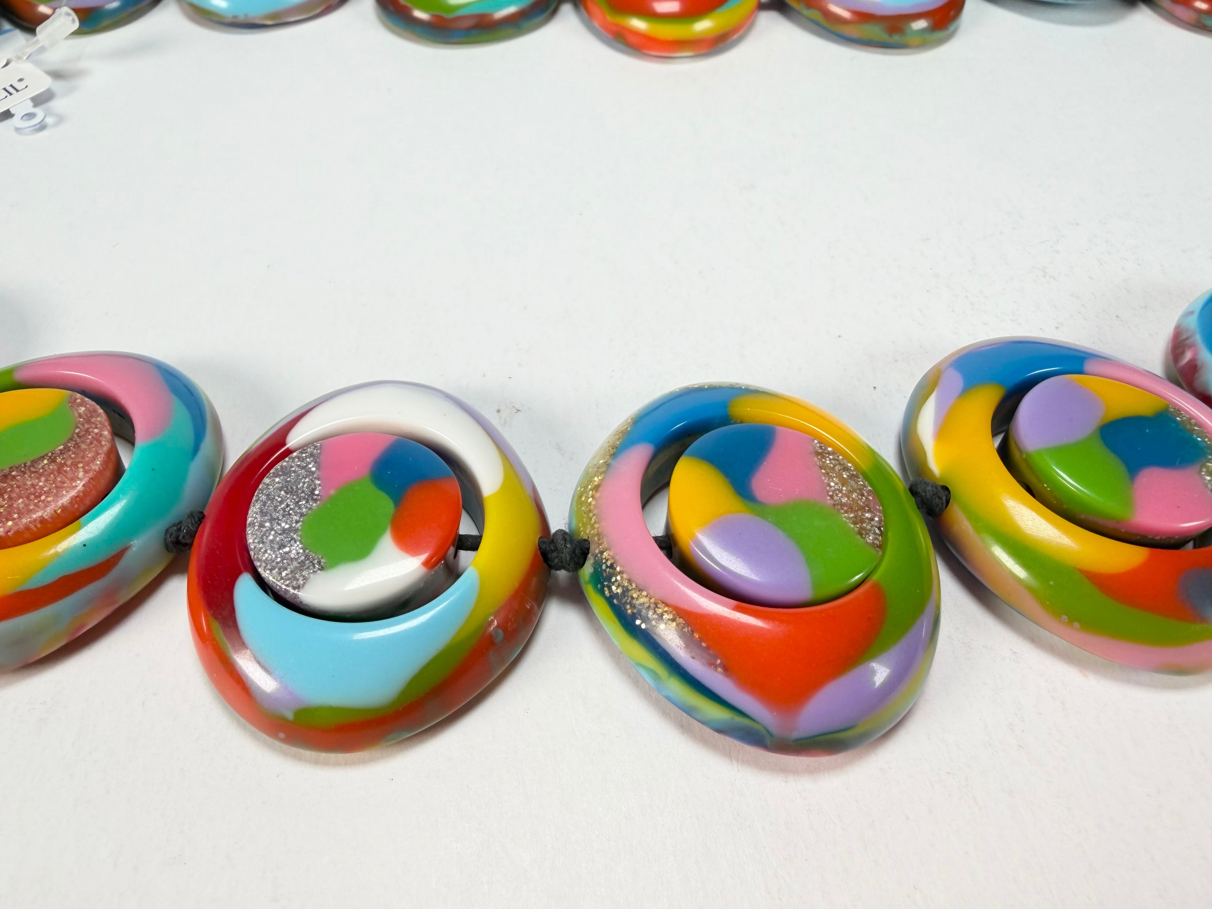 Jackie Brazil "Saturn" Kandinsky Disc & Cylinder Long 75cm Necklace ( N0065 )