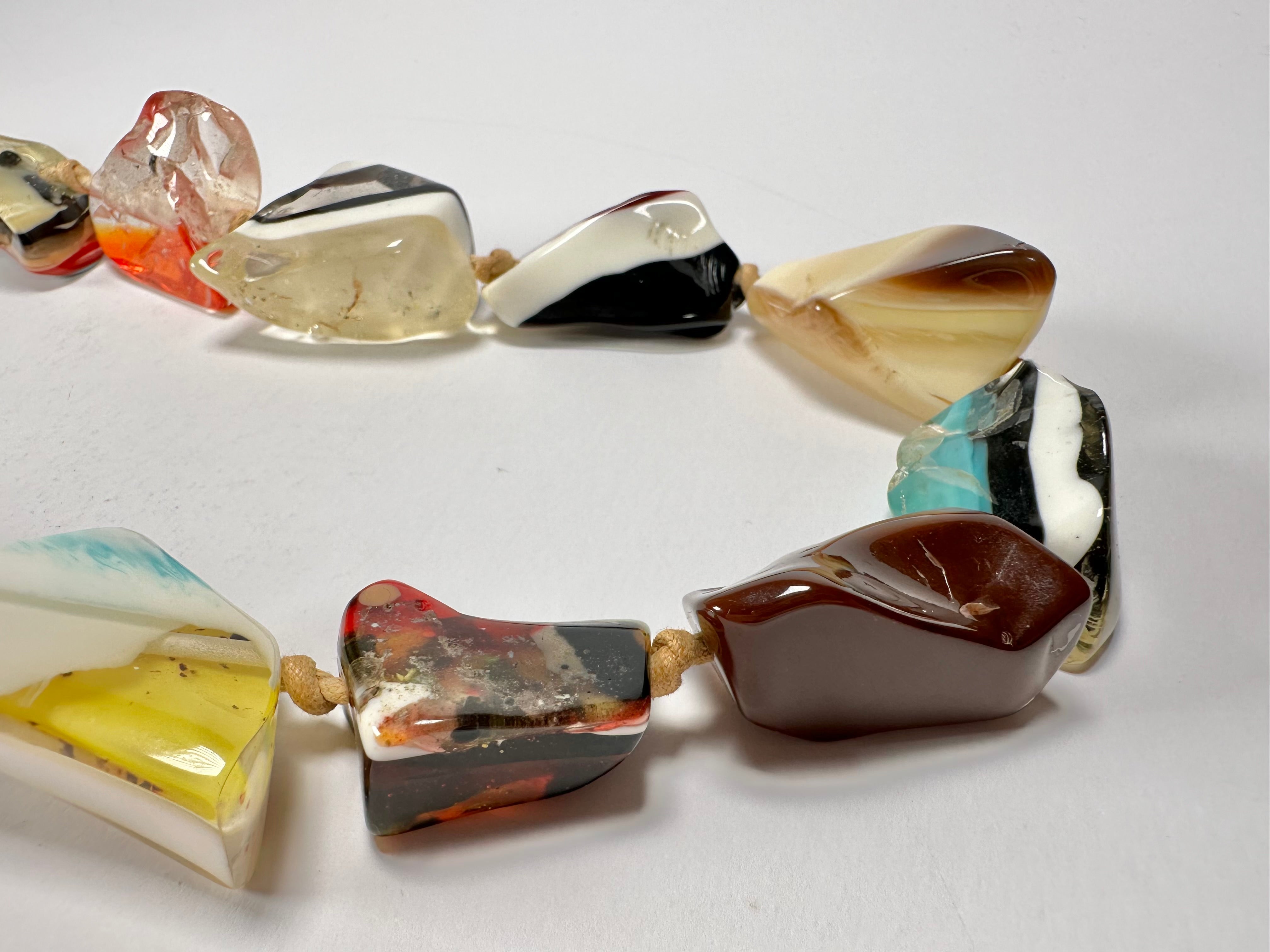 Jackie Brazil "Nature" Large Stones Mix Colours 75cm Necklace ( N0378 )