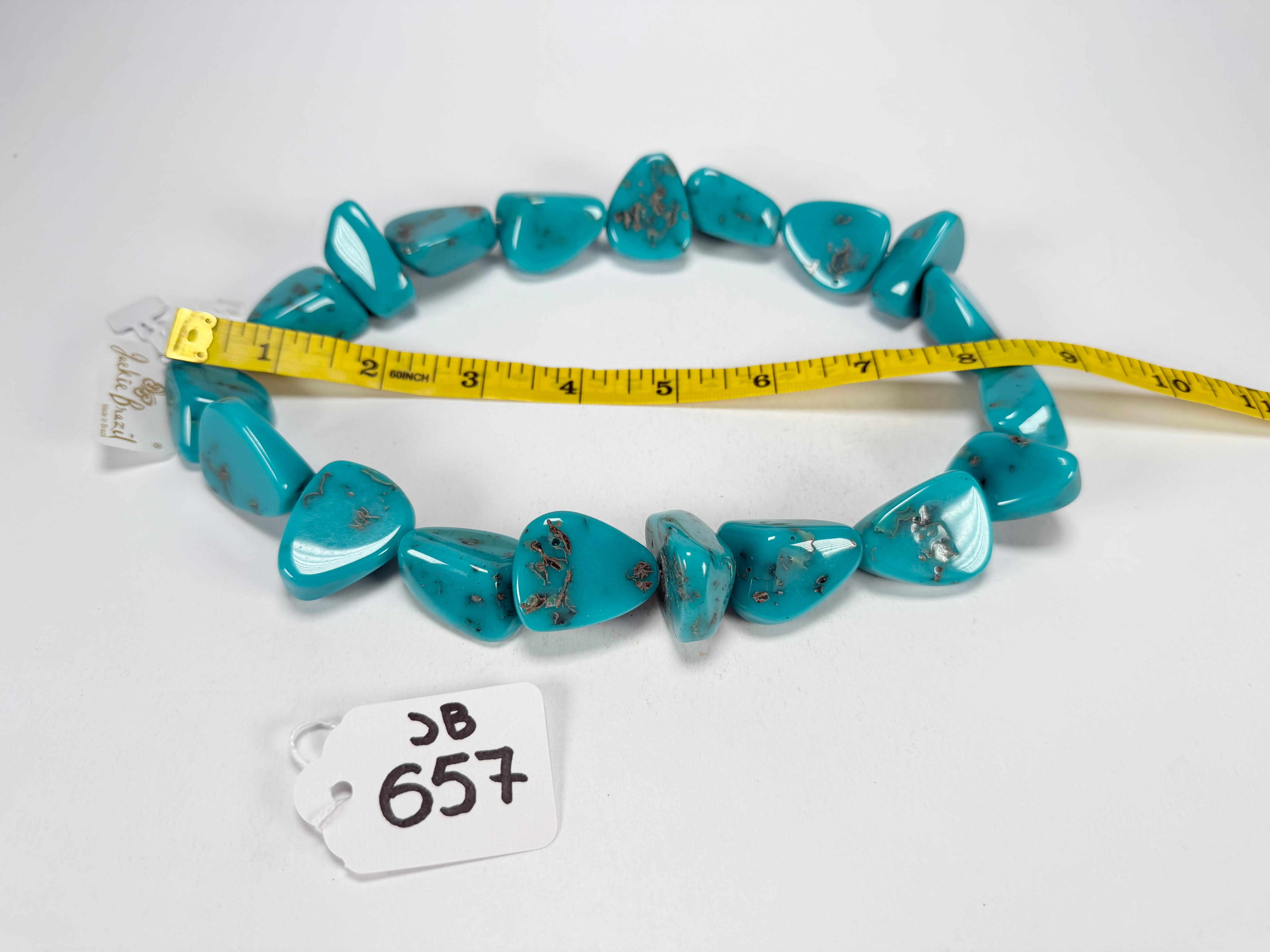 Jackie Brazil "Diamonds" Turquoise Flintstone Bone 55cm Necklace ( N0061 )