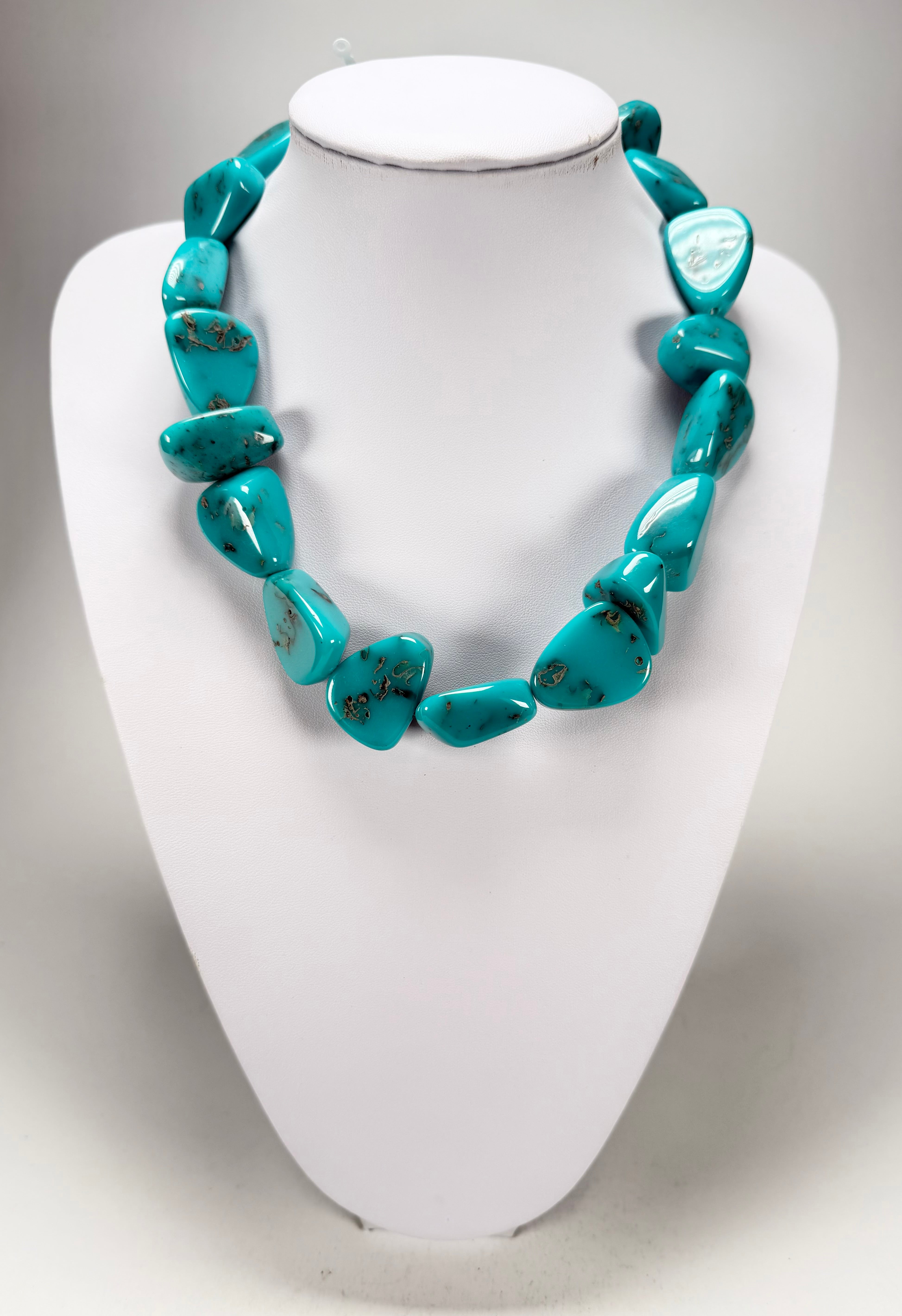 Jackie Brazil "Diamonds" Turquoise Flintstone Bone 55cm Necklace ( N0061 )