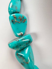 Jackie Brazil "Diamonds" Turquoise Flintstone Bone 55cm Necklace ( N0061 )