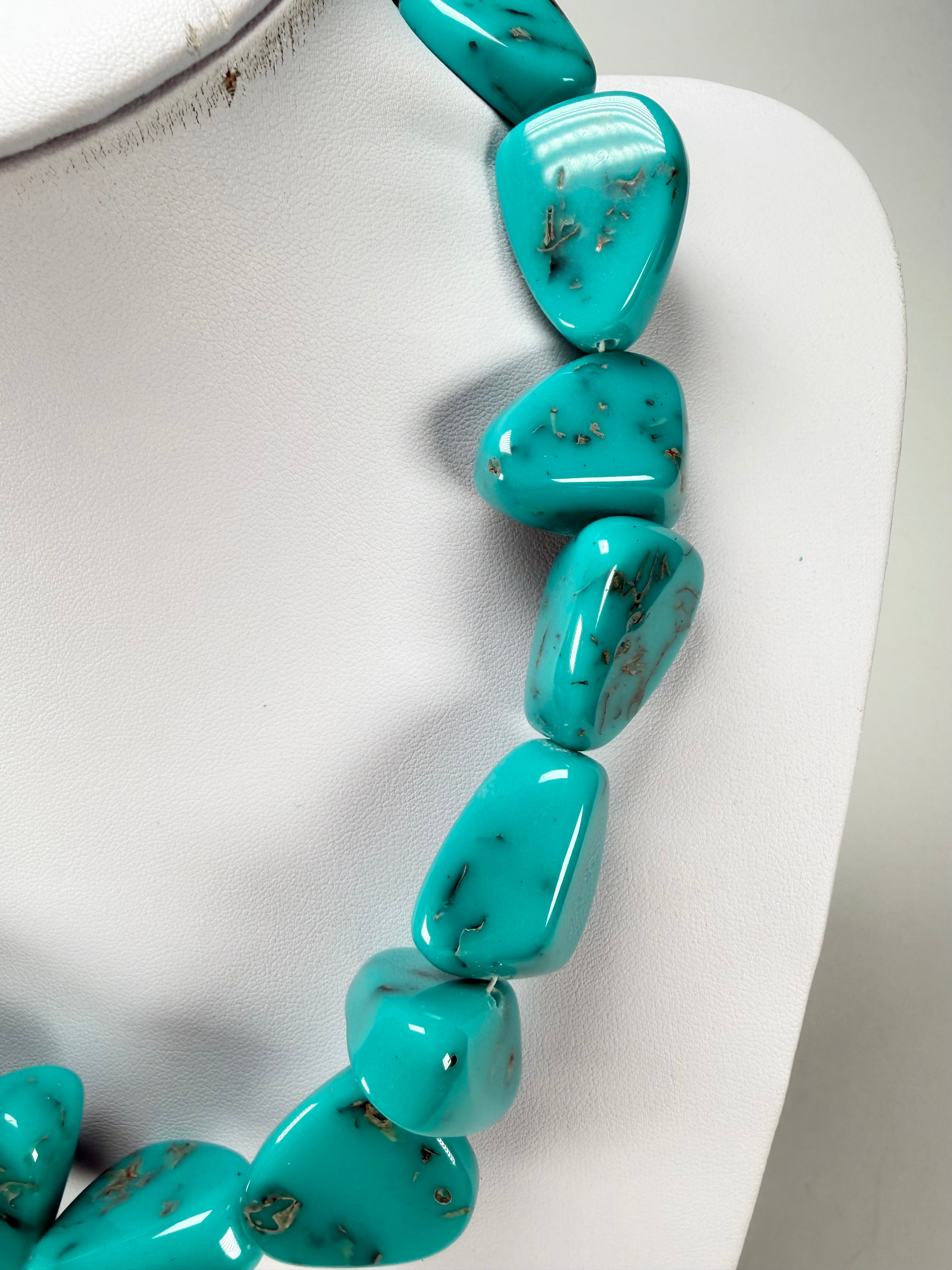 Jackie Brazil "Diamonds" Turquoise Flintstone Bone 55cm Necklace ( N0061 )