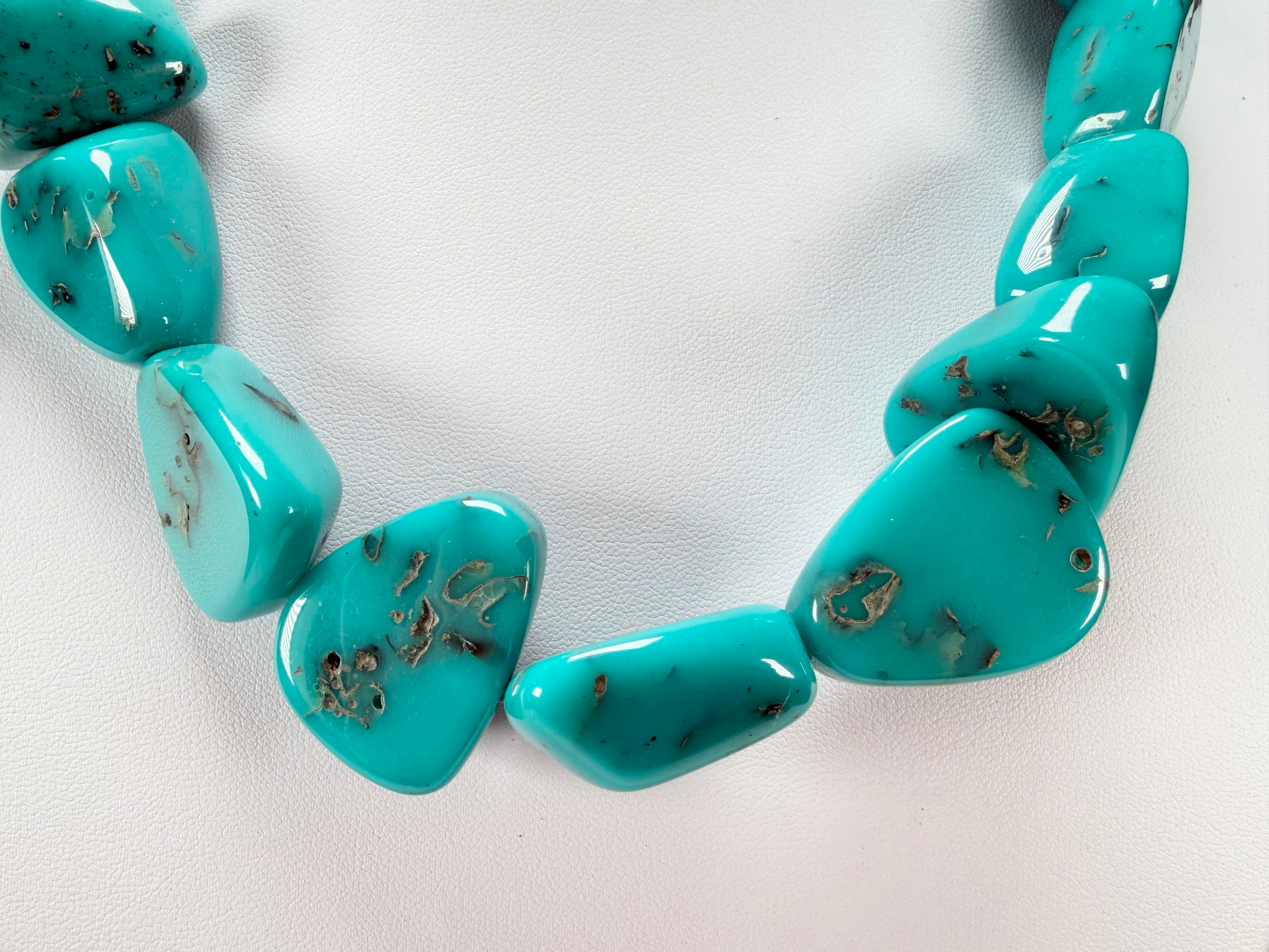 Jackie Brazil "Diamonds" Turquoise Flintstone Bone 55cm Necklace ( N0061 )