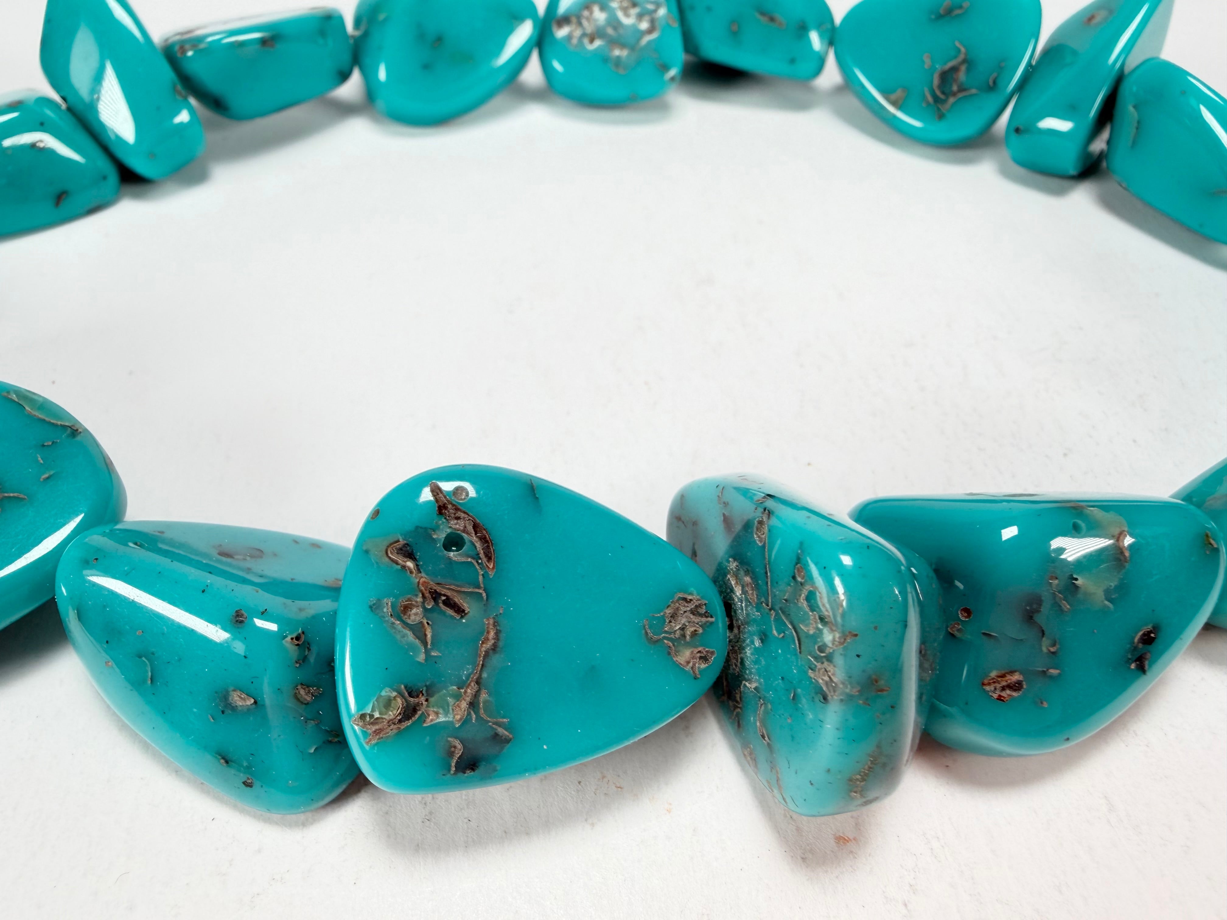 Jackie Brazil "Diamonds" Turquoise Flintstone Bone 55cm Necklace ( N0061 )