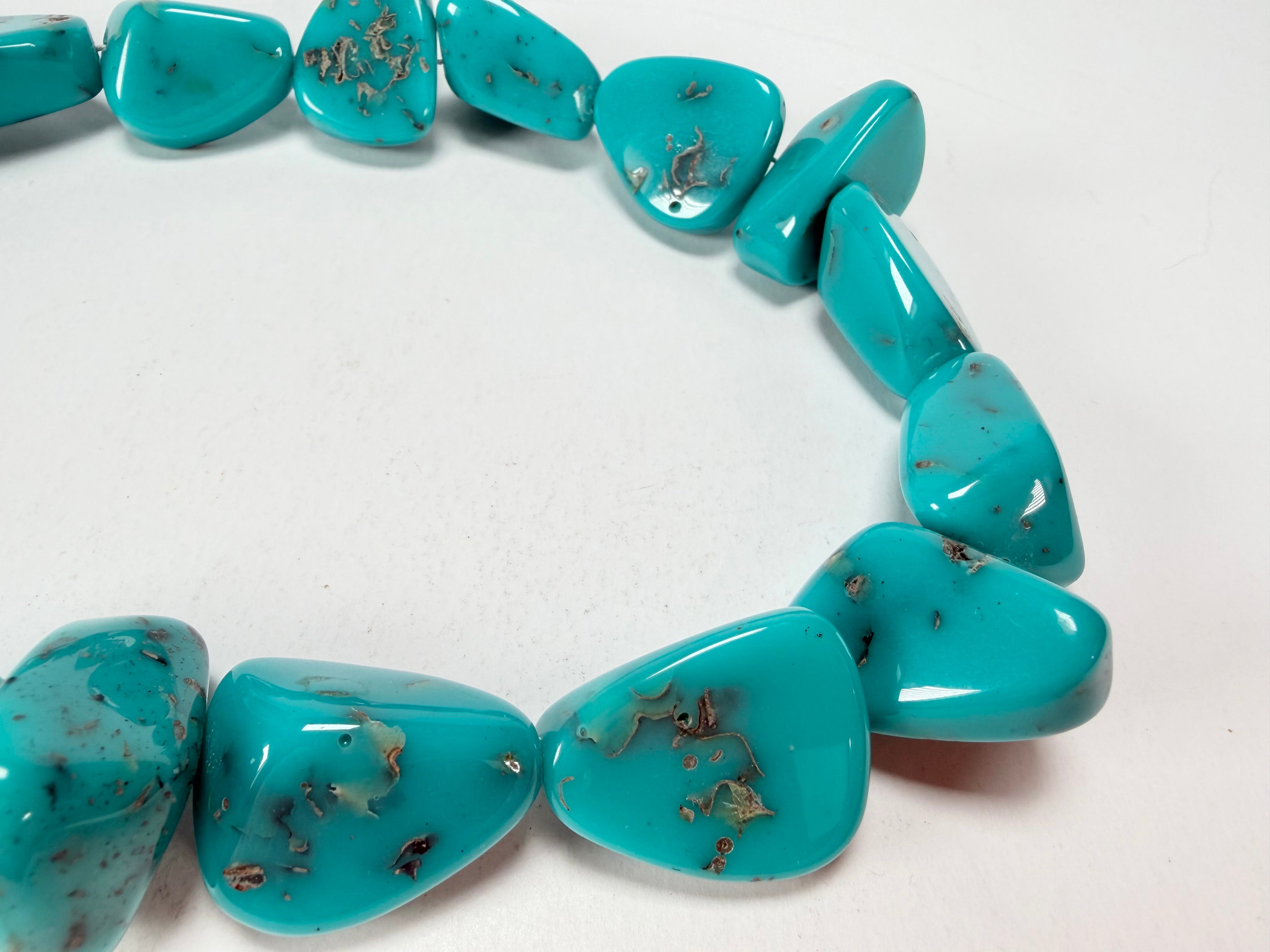 Jackie Brazil "Diamonds" Turquoise Flintstone Bone 55cm Necklace ( N0061 )