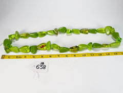 Jackie Brazil "Diamonds" Green & Transparent Flintstone Bone 80cm Necklace ( N0080 )