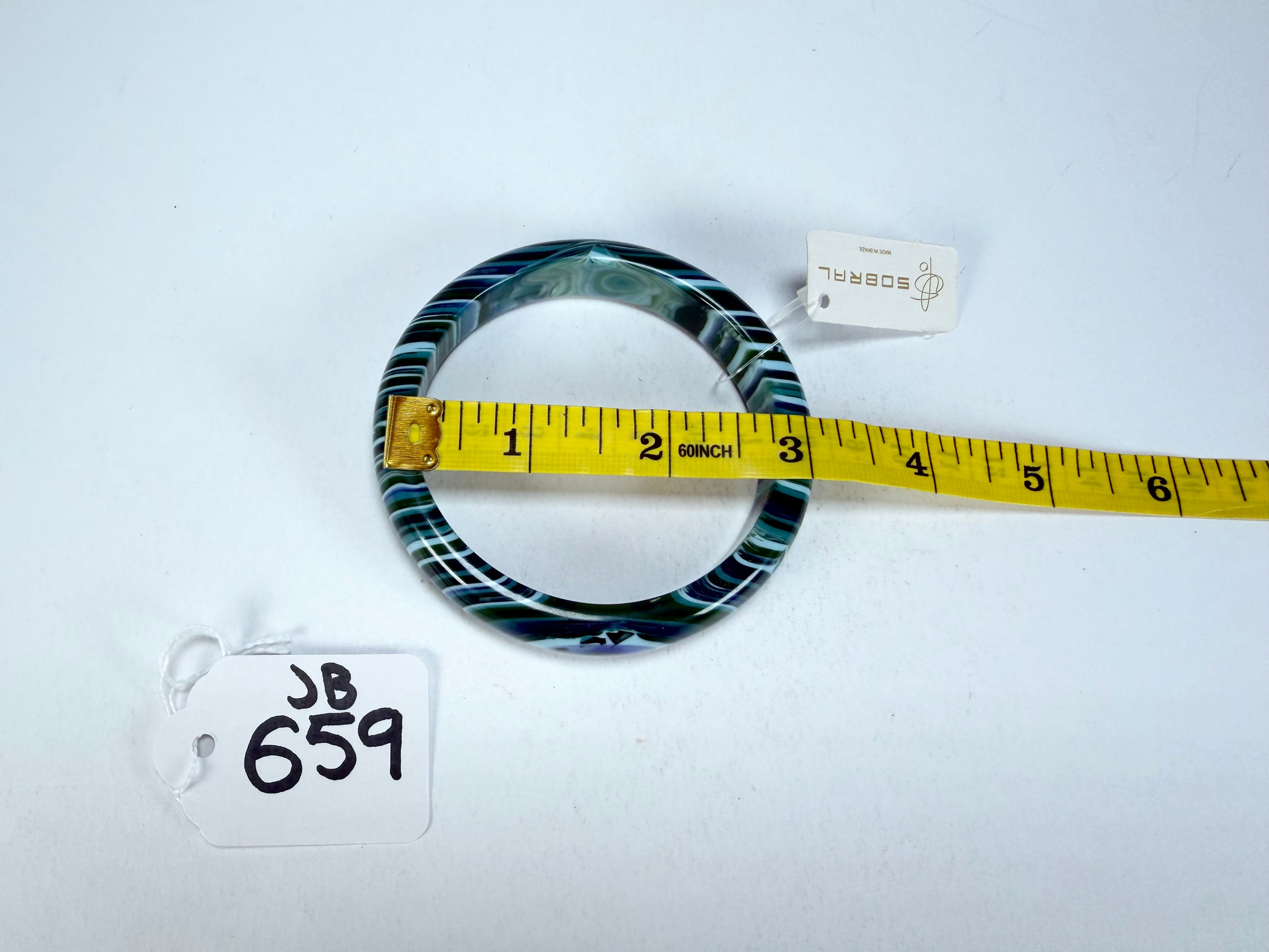 Jackie Brazil "Thin Cat Eye" Liquorice Allsorts with Cat Eye Blue Mix 1.3cm Resin Bangle ( B1151 )