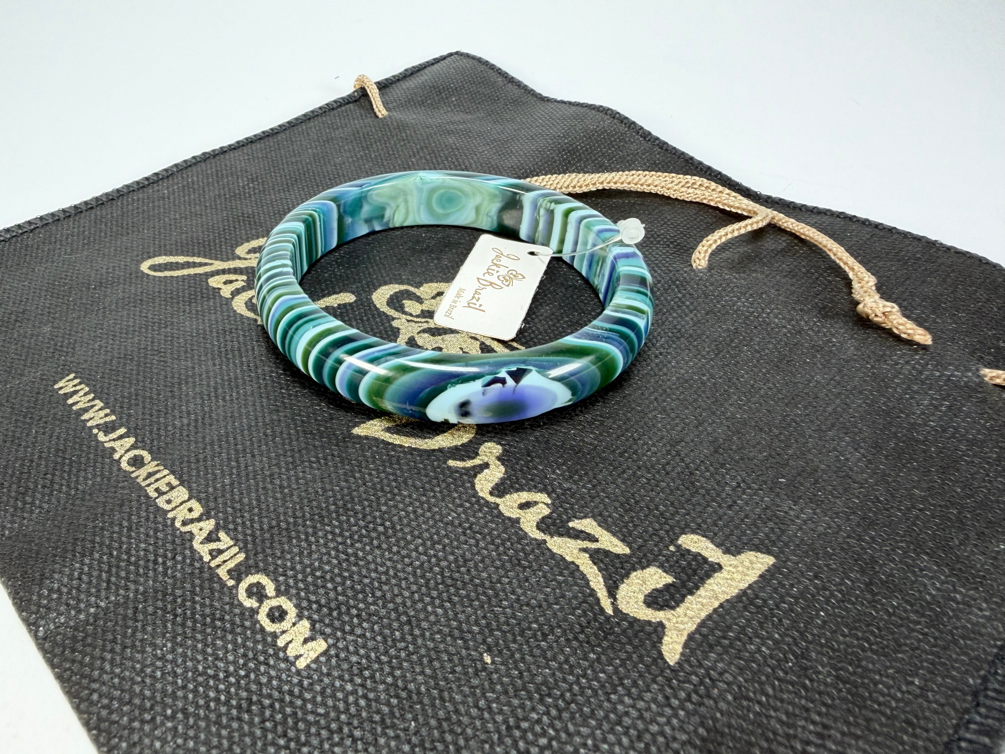 Jackie Brazil "Thin Cat Eye" Liquorice Allsorts with Cat Eye Blue Mix 1.3cm Resin Bangle ( B1151 )