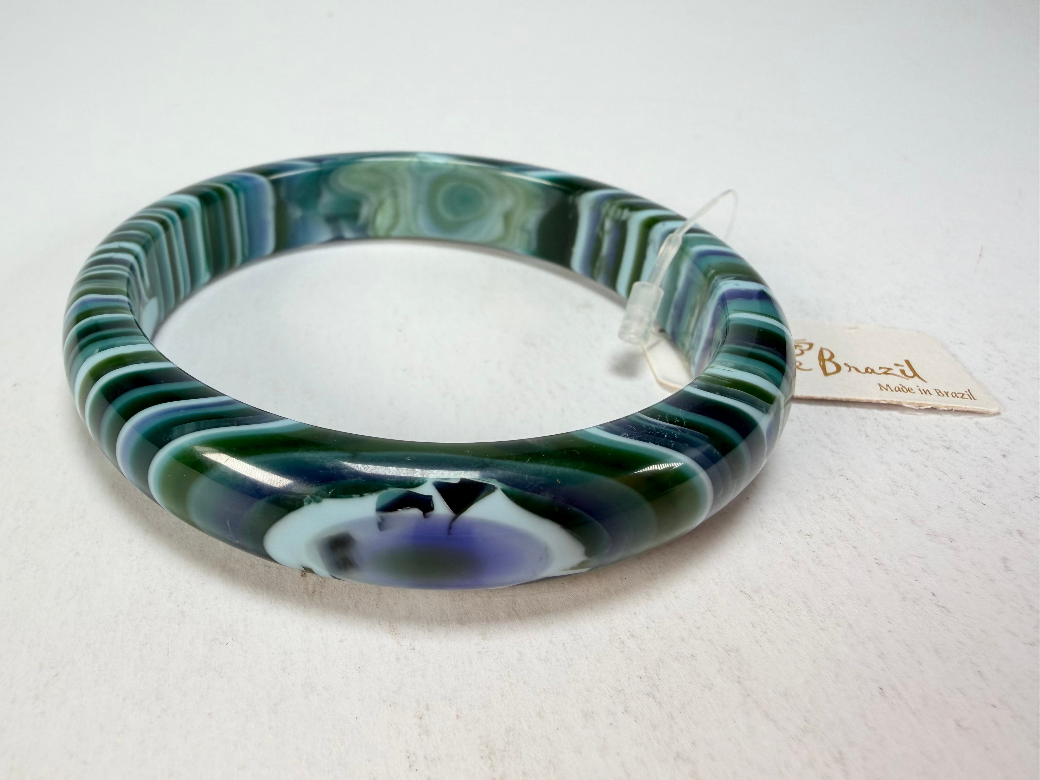 Jackie Brazil "Thin Cat Eye" Liquorice Allsorts with Cat Eye Blue Mix 1.3cm Resin Bangle ( B1151 )