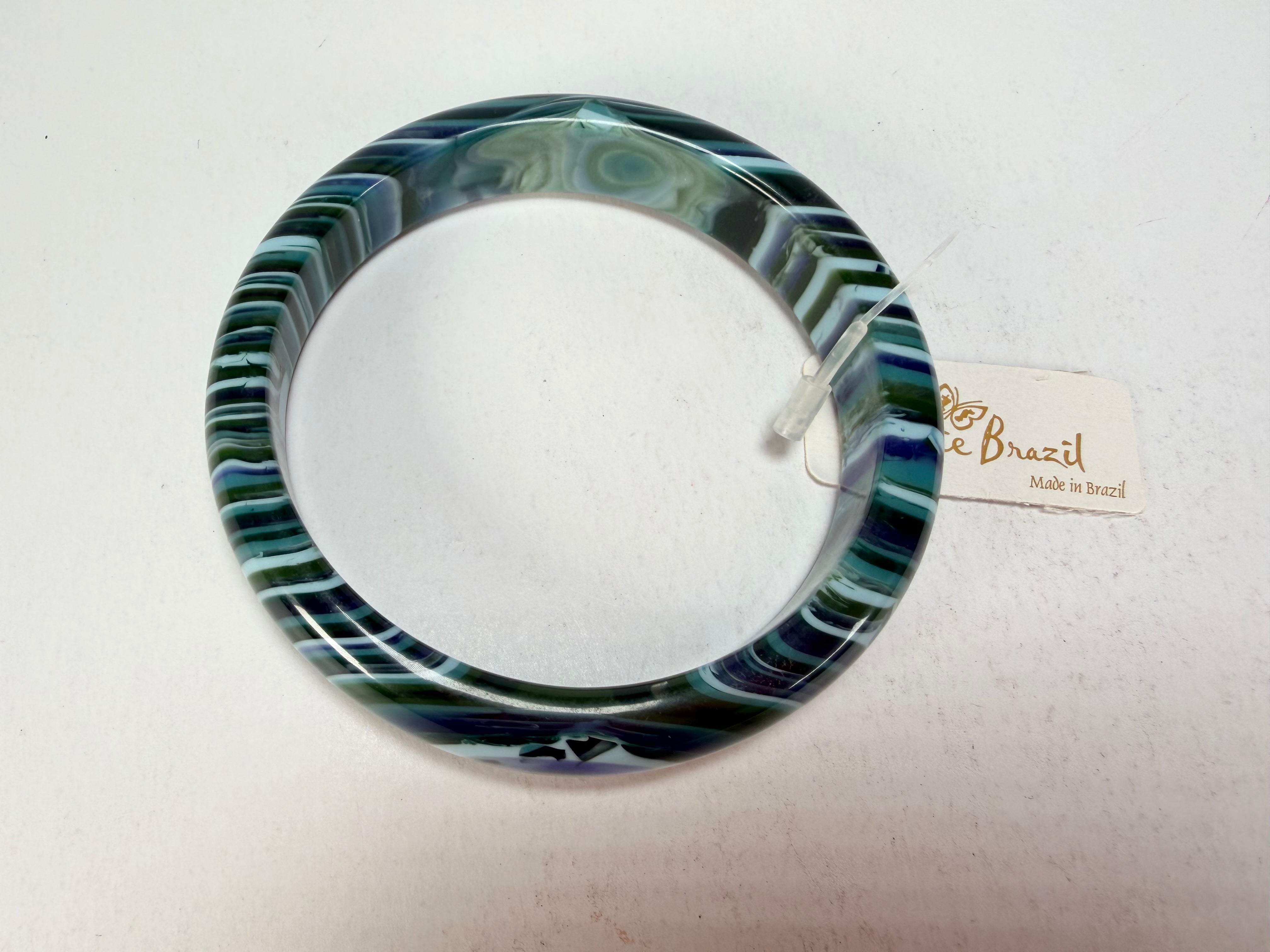 Jackie Brazil "Thin Cat Eye" Liquorice Allsorts with Cat Eye Blue Mix 1.3cm Resin Bangle ( B1151 )