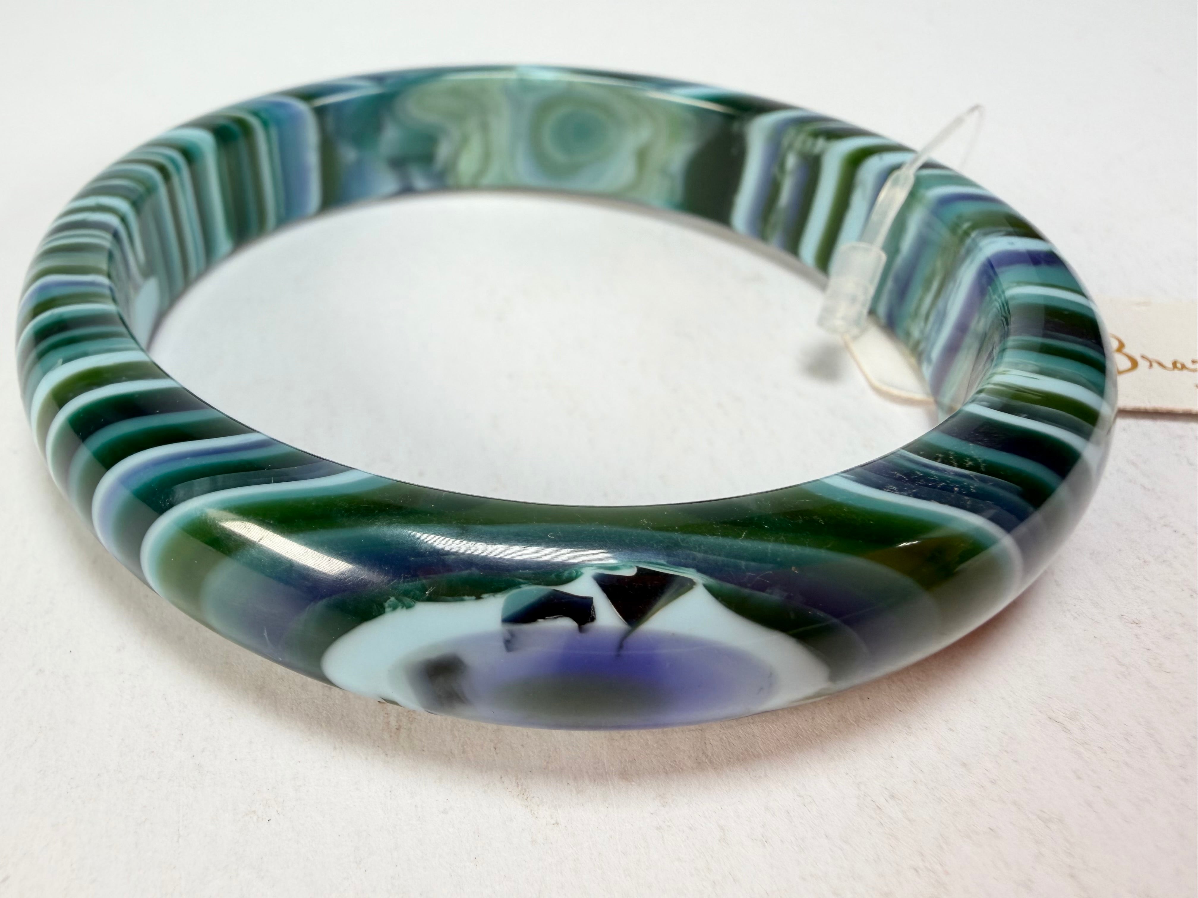 Jackie Brazil "Thin Cat Eye" Liquorice Allsorts with Cat Eye Blue Mix 1.3cm Resin Bangle ( B1151 )