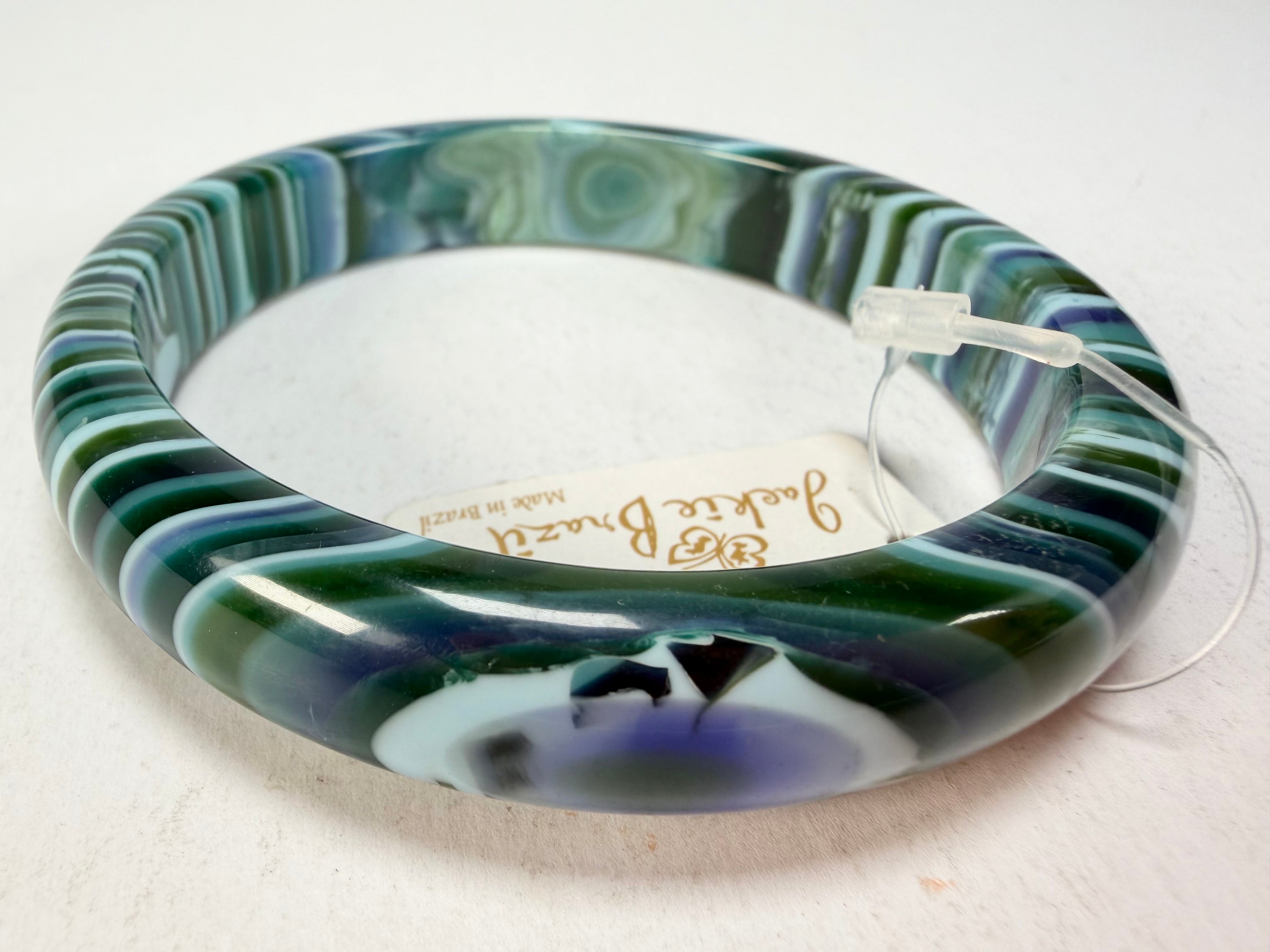 Jackie Brazil "Thin Cat Eye" Liquorice Allsorts with Cat Eye Blue Mix 1.3cm Resin Bangle ( B1151 )