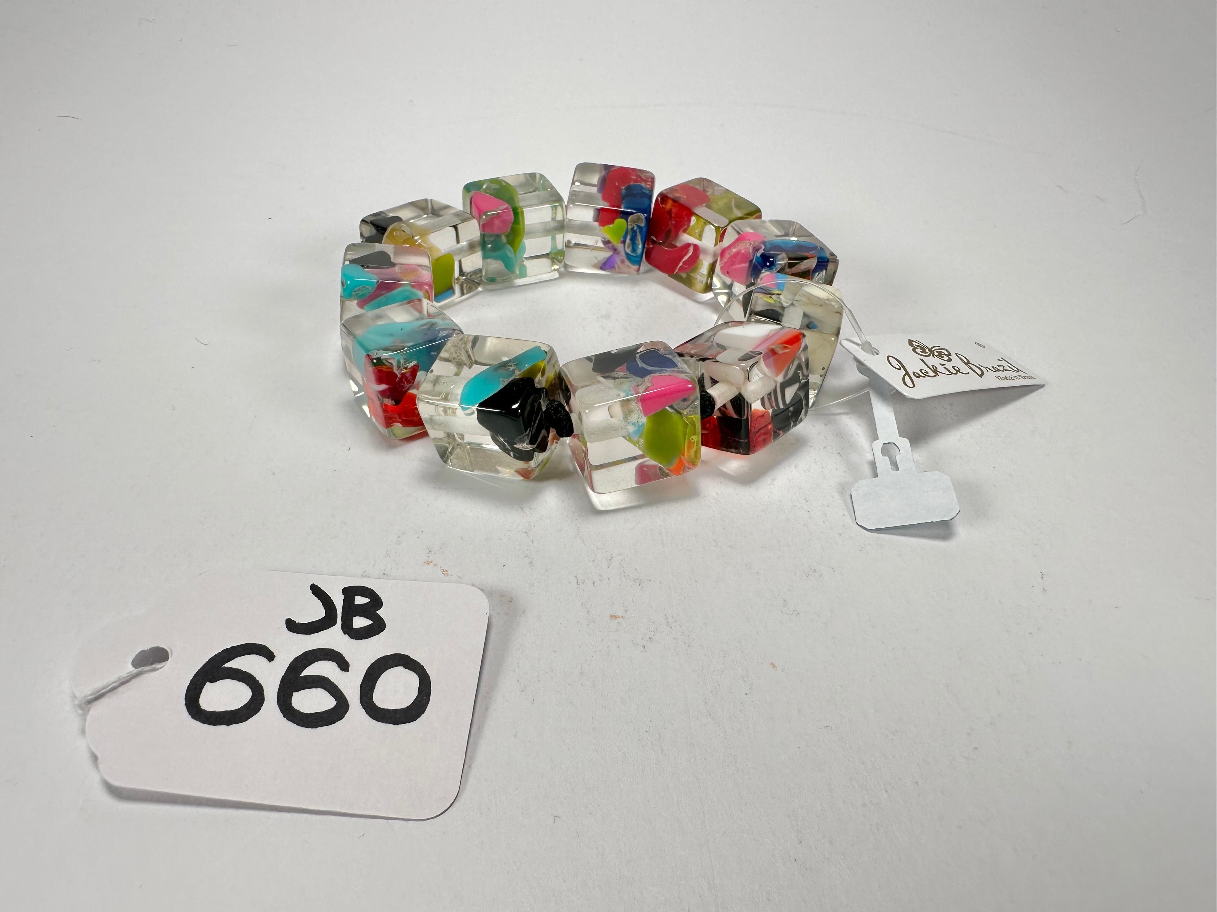 Jackie Brazil "Cascade" Liquorice Small Cubes Bracelet ( B0224 )