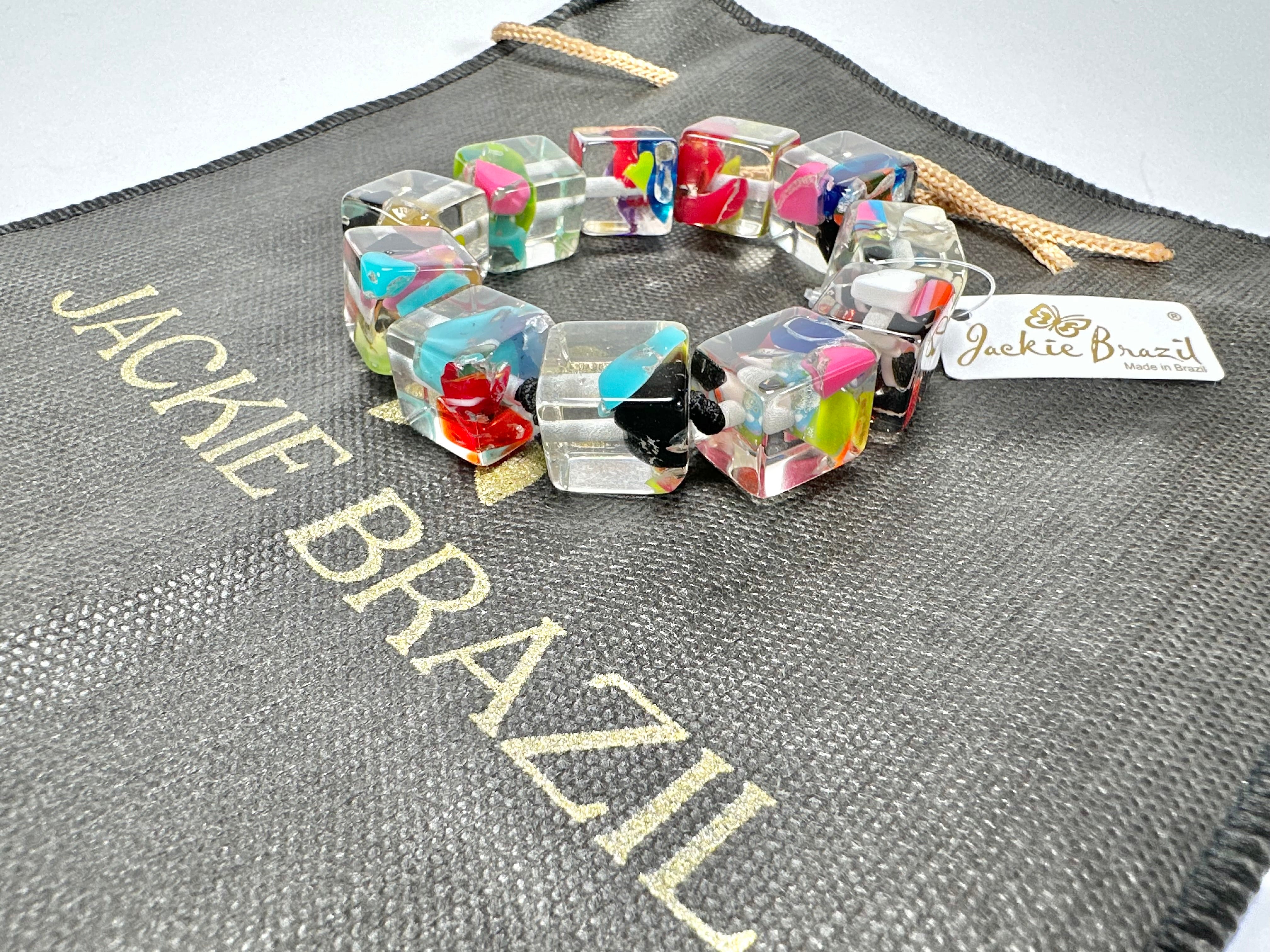 Jackie Brazil "Cascade" Liquorice Small Cubes Bracelet ( B0224 )