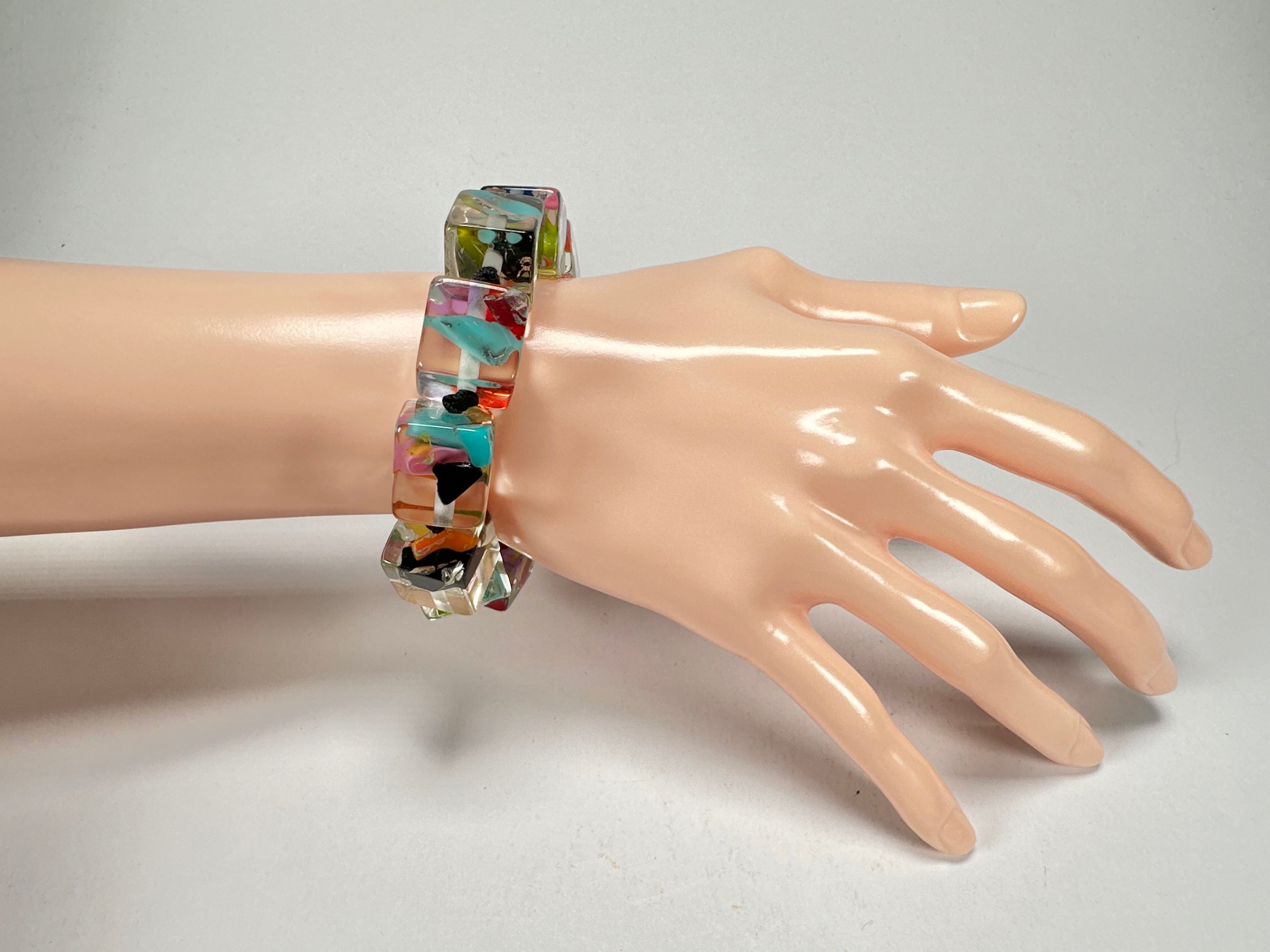 Jackie Brazil "Cascade" Liquorice Small Cubes Bracelet ( B0224 )