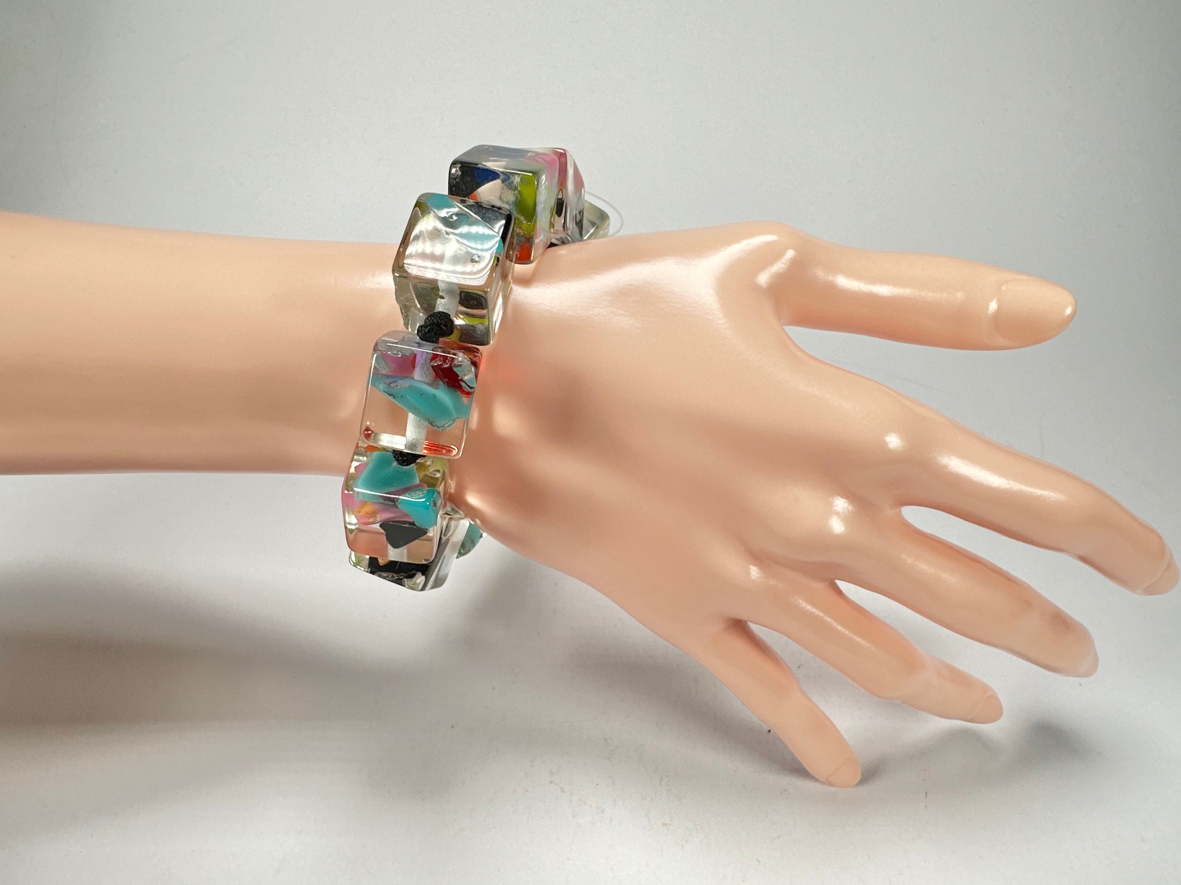 Jackie Brazil "Cascade" Liquorice Small Cubes Bracelet ( B0224 )
