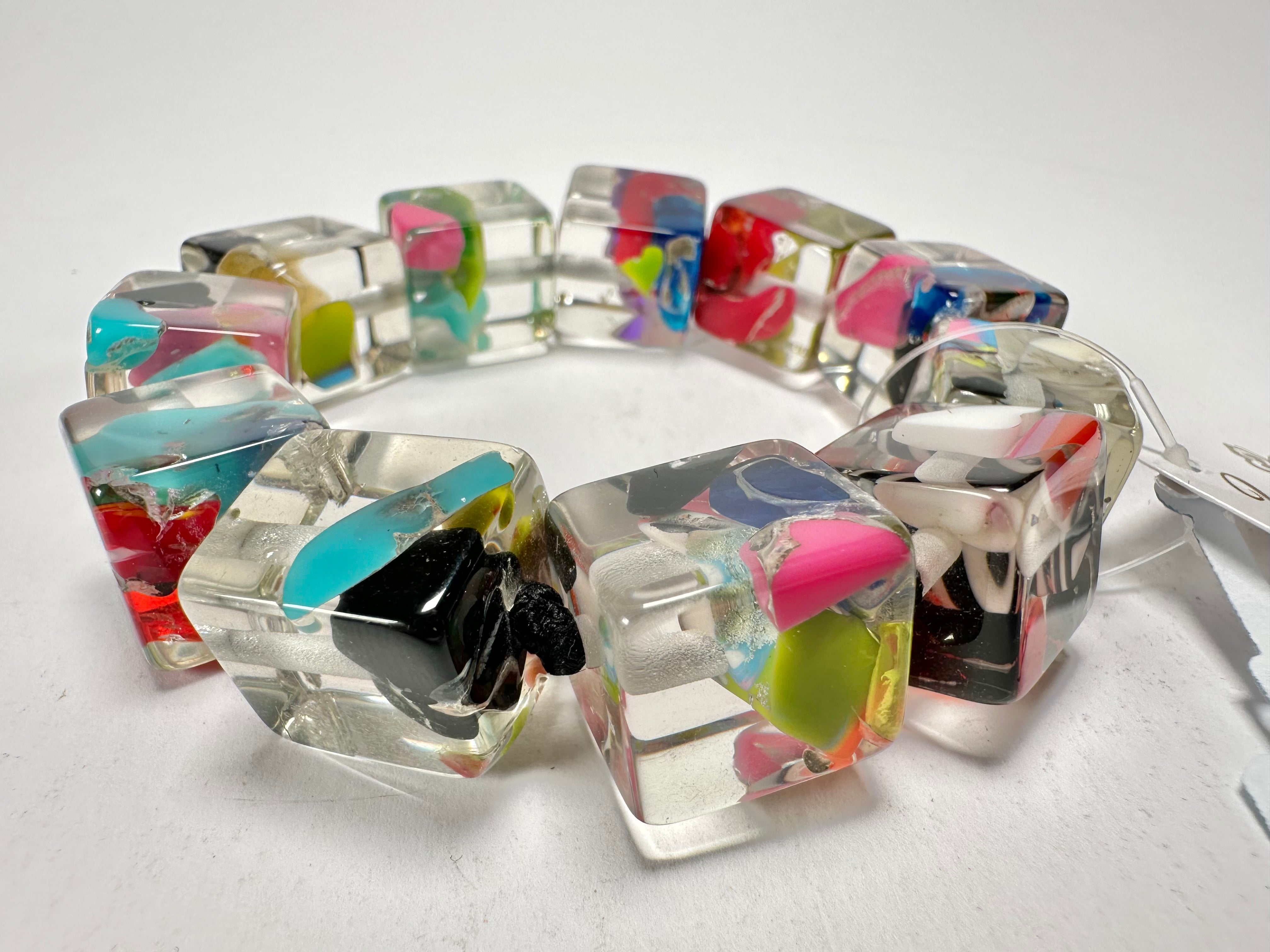 Jackie Brazil "Cascade" Liquorice Small Cubes Bracelet ( B0224 )