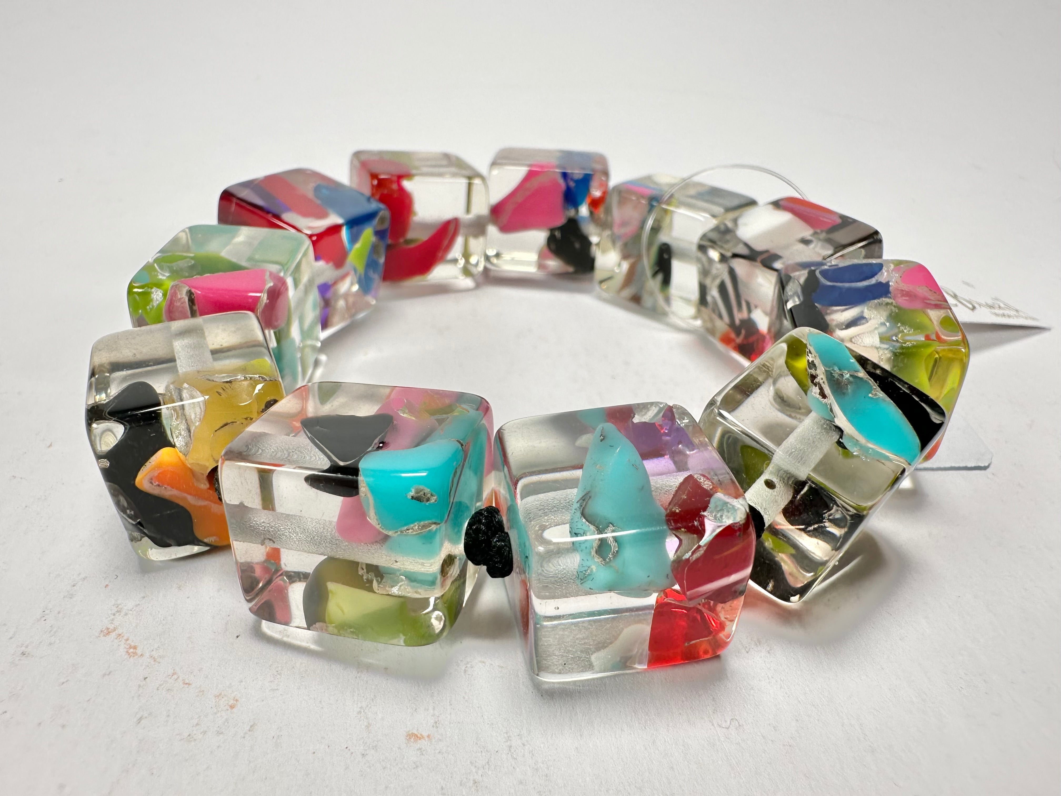 Jackie Brazil "Cascade" Liquorice Small Cubes Bracelet ( B0224 )