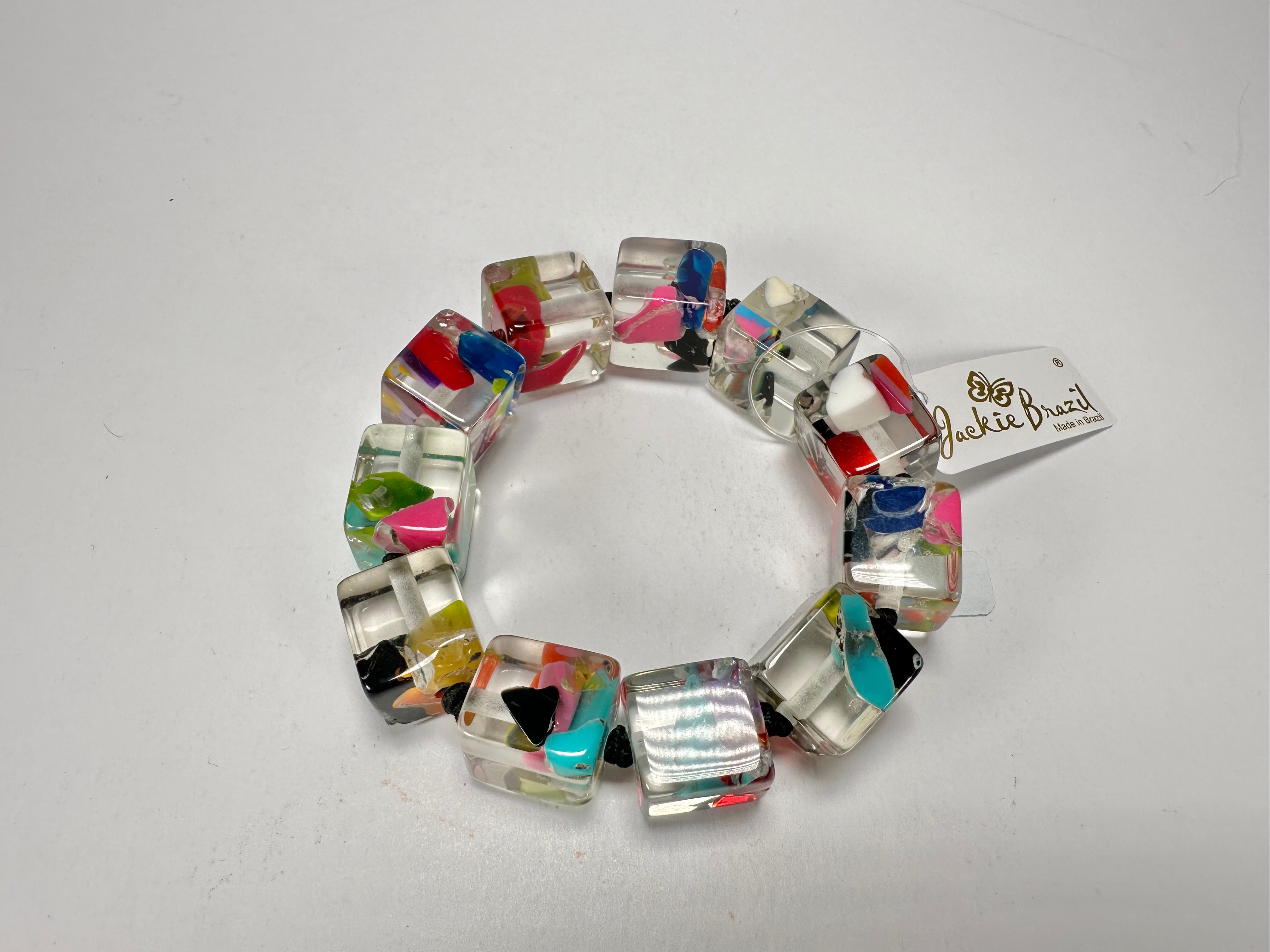Jackie Brazil "Cascade" Liquorice Small Cubes Bracelet ( B0224 )