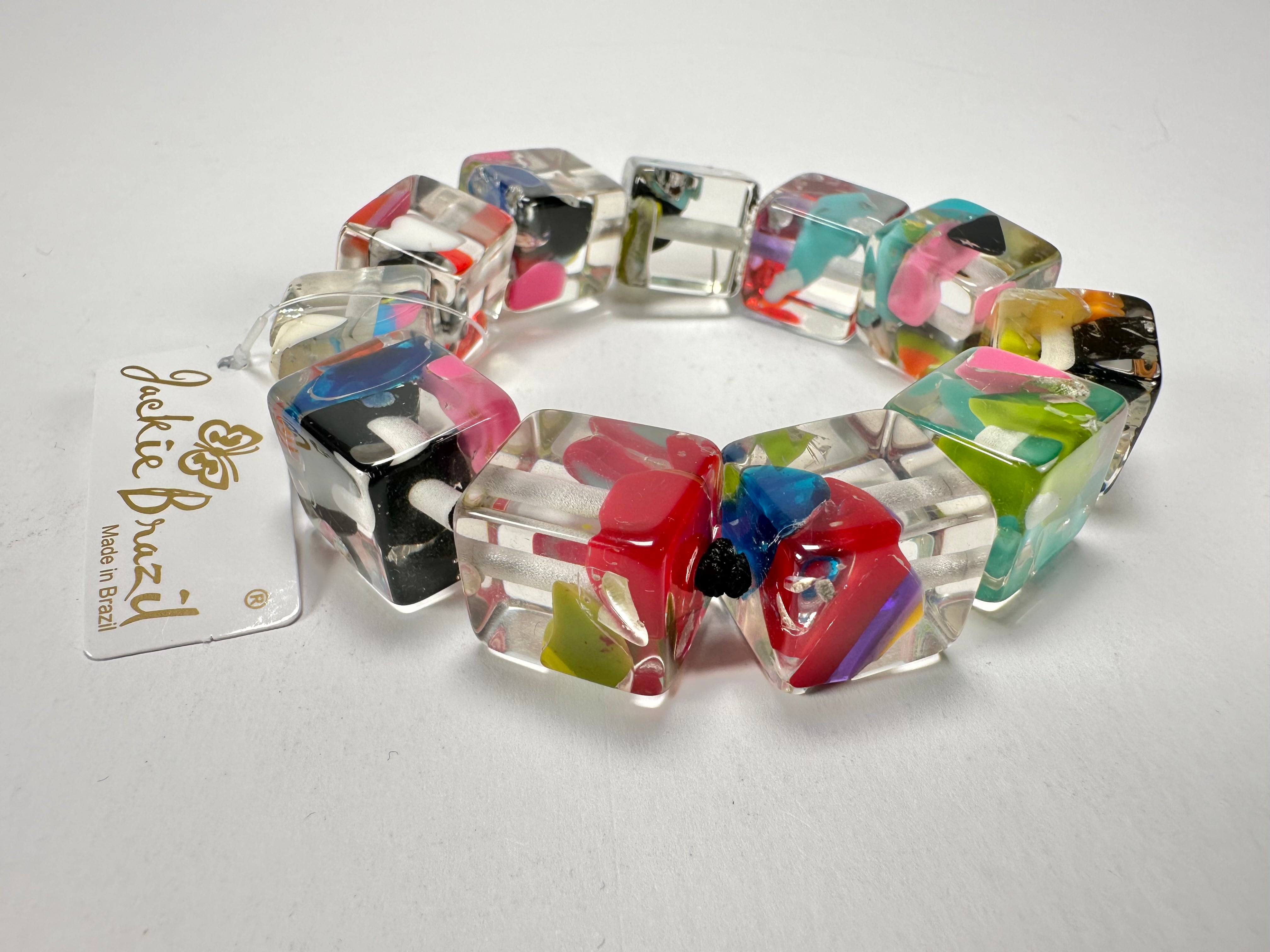 Jackie Brazil "Cascade" Liquorice Small Cubes Bracelet ( B0224 )
