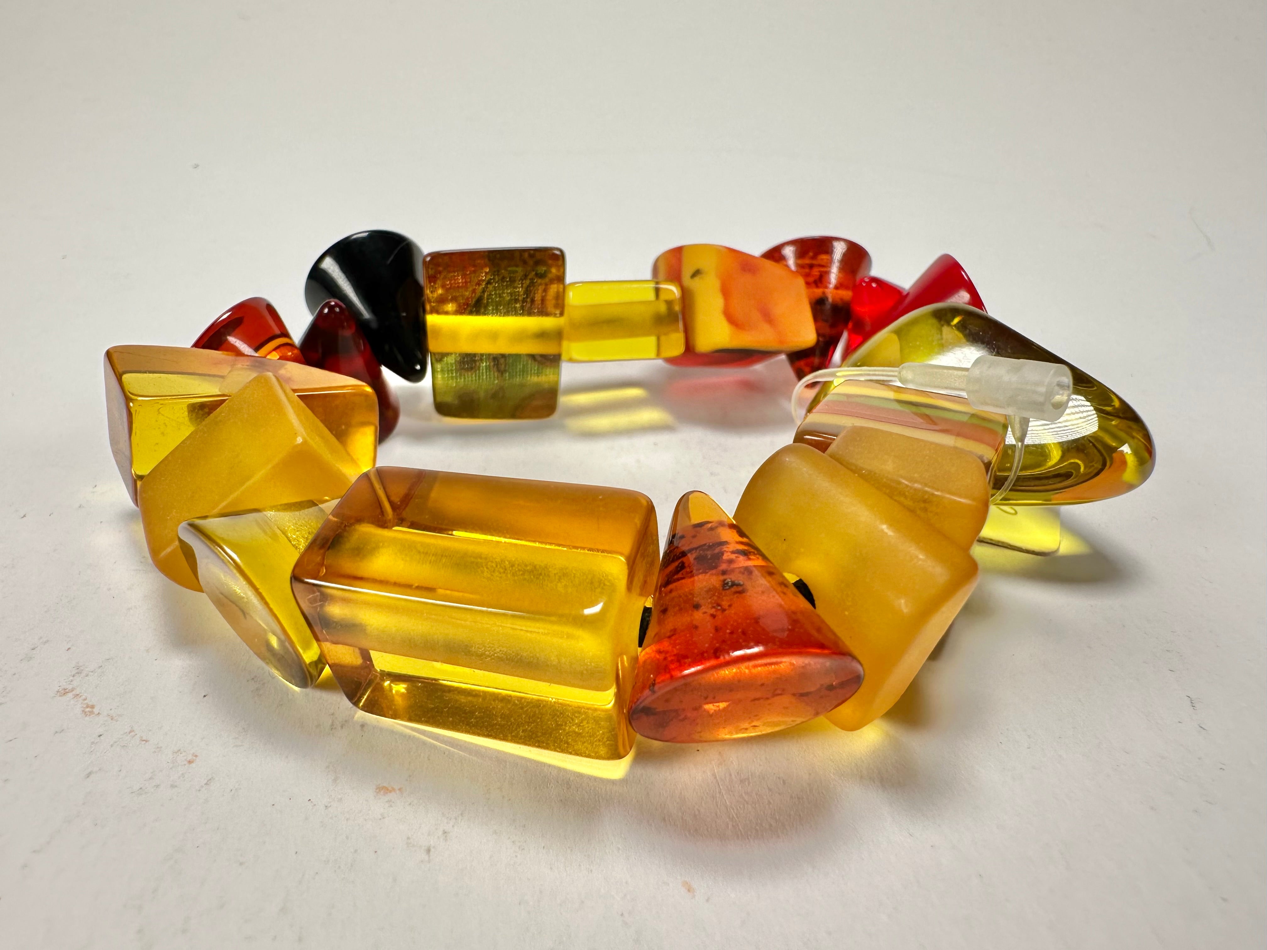Jackie Brazil "Indiana" Yellow Mix Multi Bead Resin Bracelet ( B0210 )