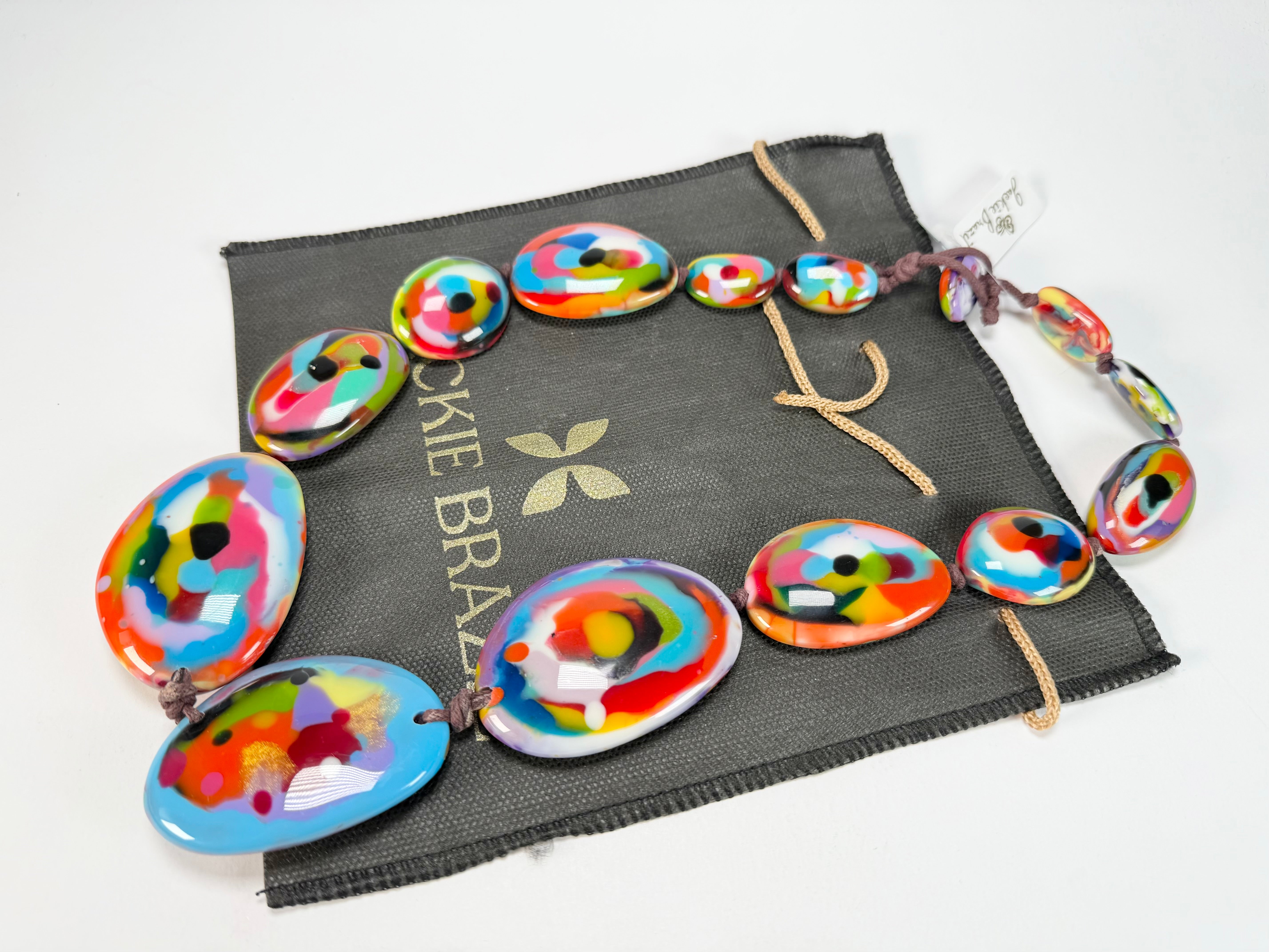 Jackie Brazil "Kandinsky" Long Flat Riverstones 65cm Necklace ( N3700 )