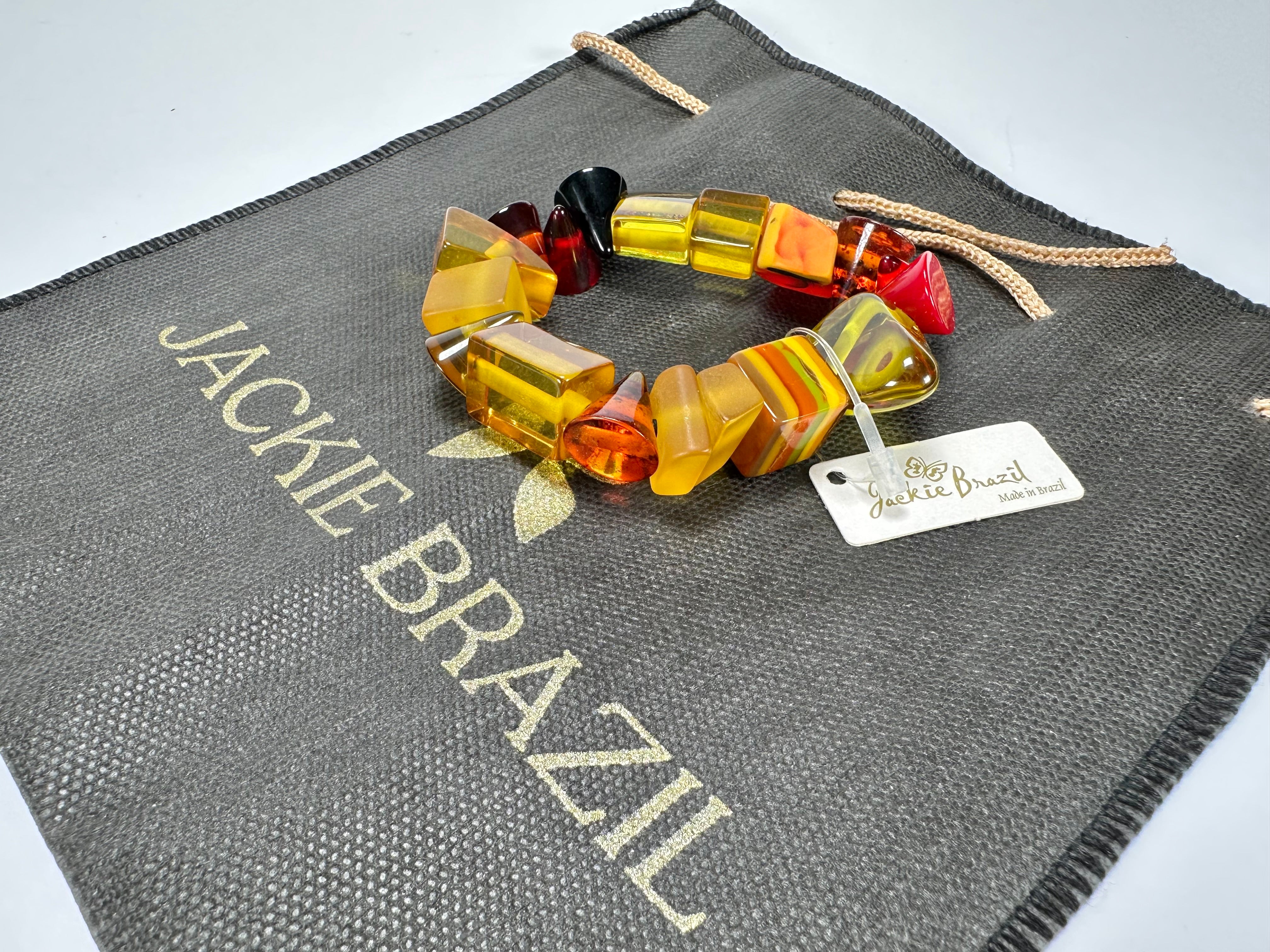 Jackie Brazil "Indiana" Yellow Mix Multi Bead Resin Bracelet ( B0210 )