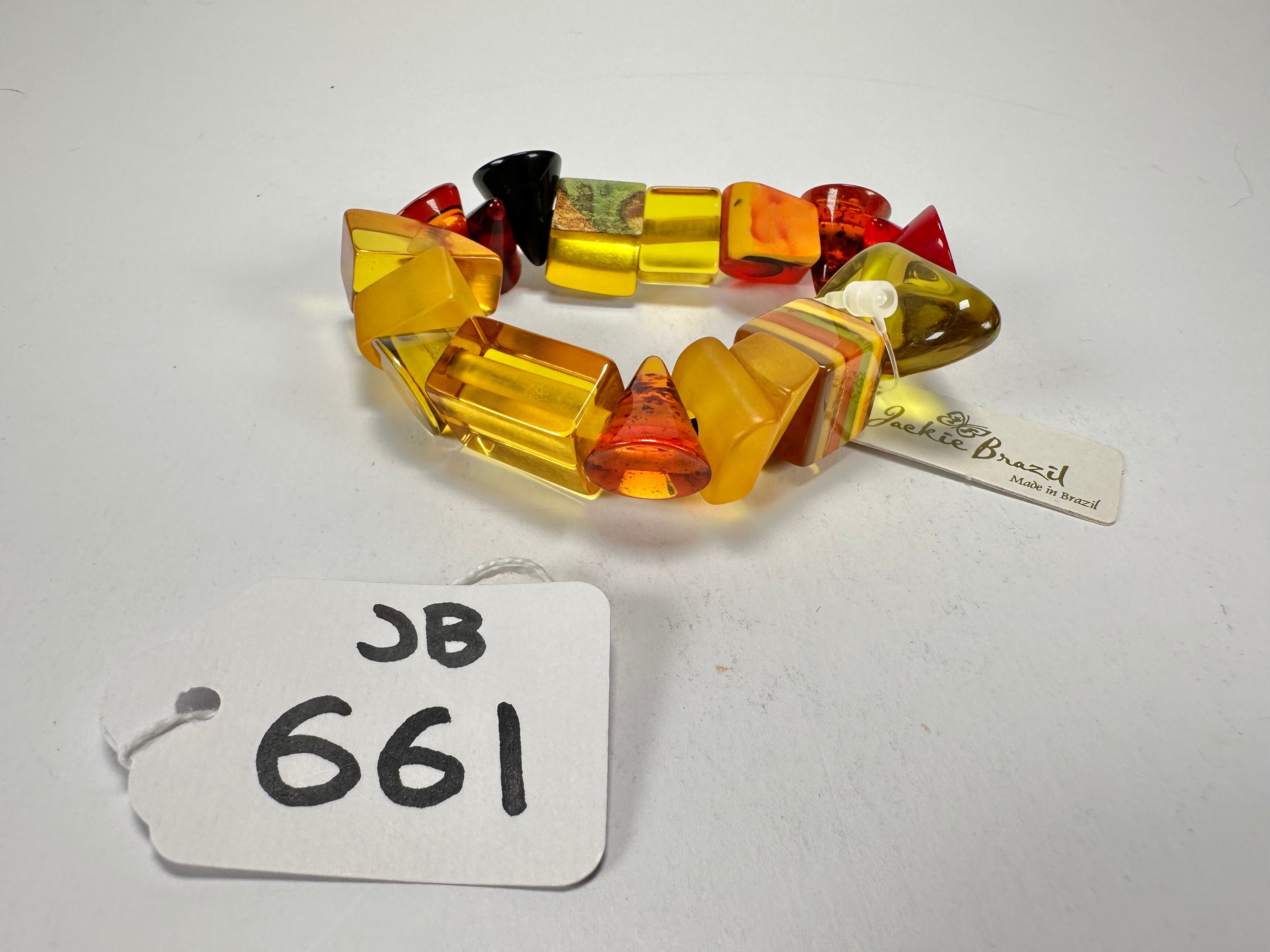Jackie Brazil "Indiana" Yellow Mix Multi Bead Resin Bracelet ( B0210 )