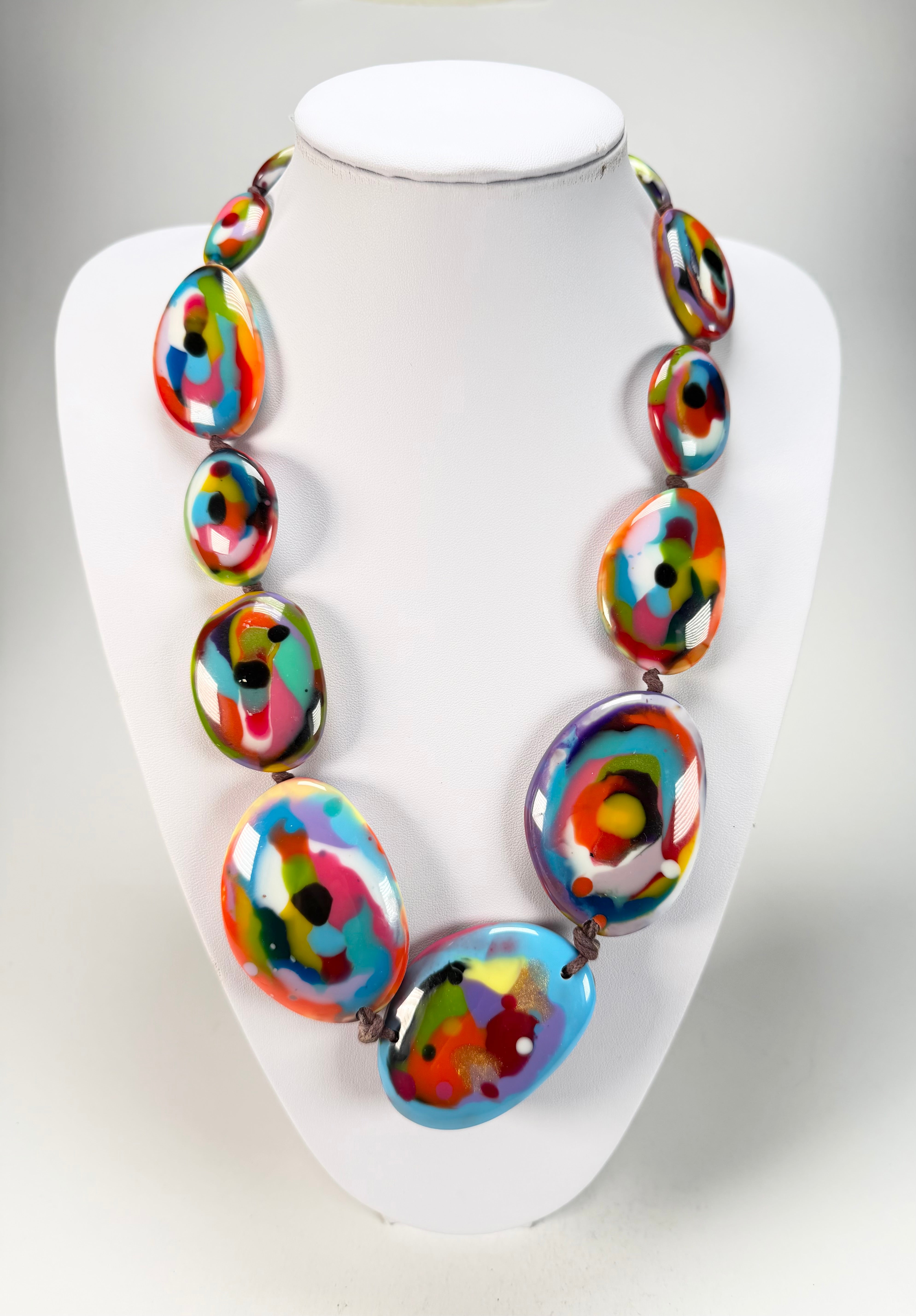 Jackie Brazil "Kandinsky" Long Flat Riverstones 65cm Necklace ( N3700 )
