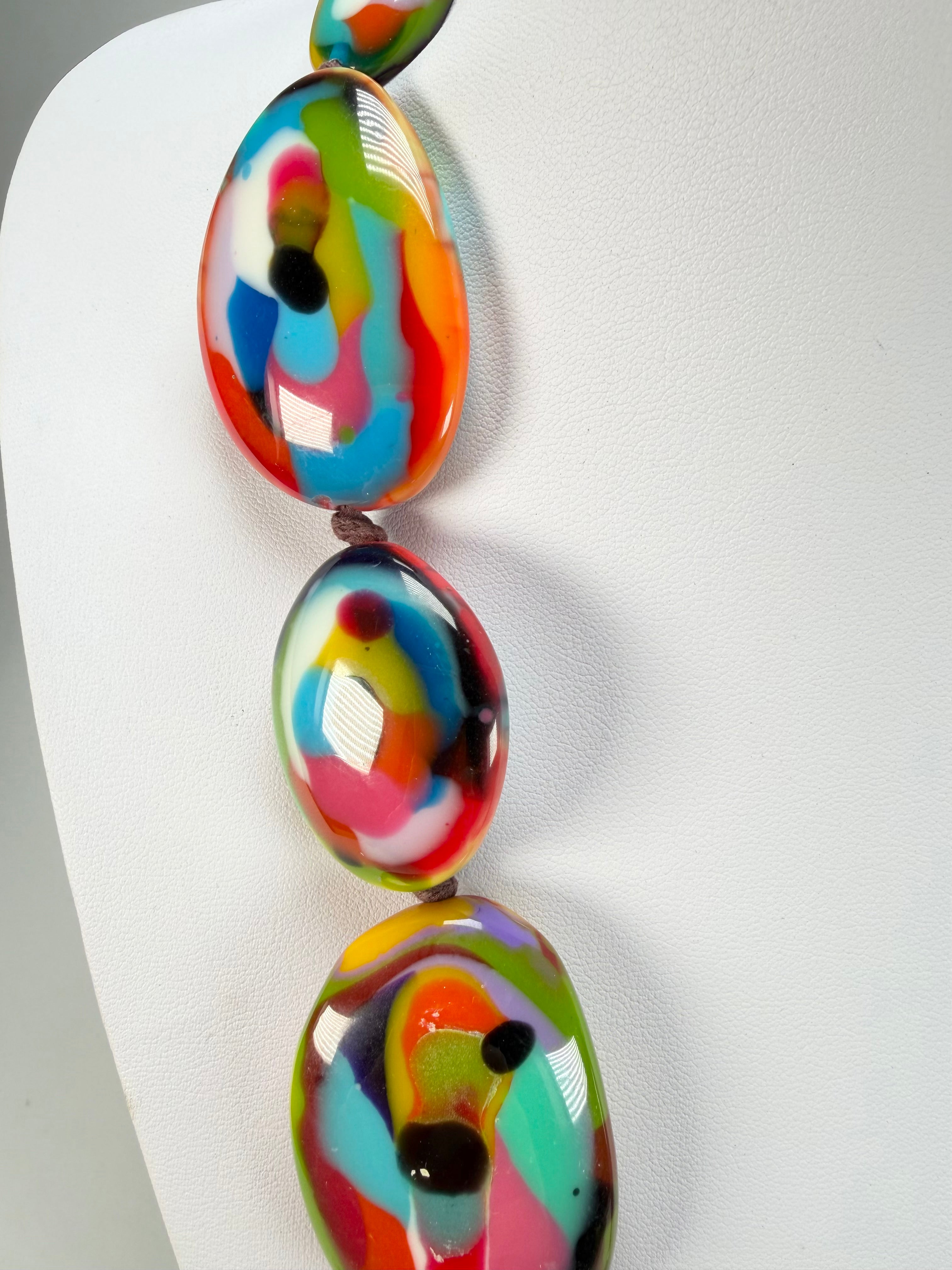 Jackie Brazil "Kandinsky" Long Flat Riverstones 65cm Necklace ( N3700 )
